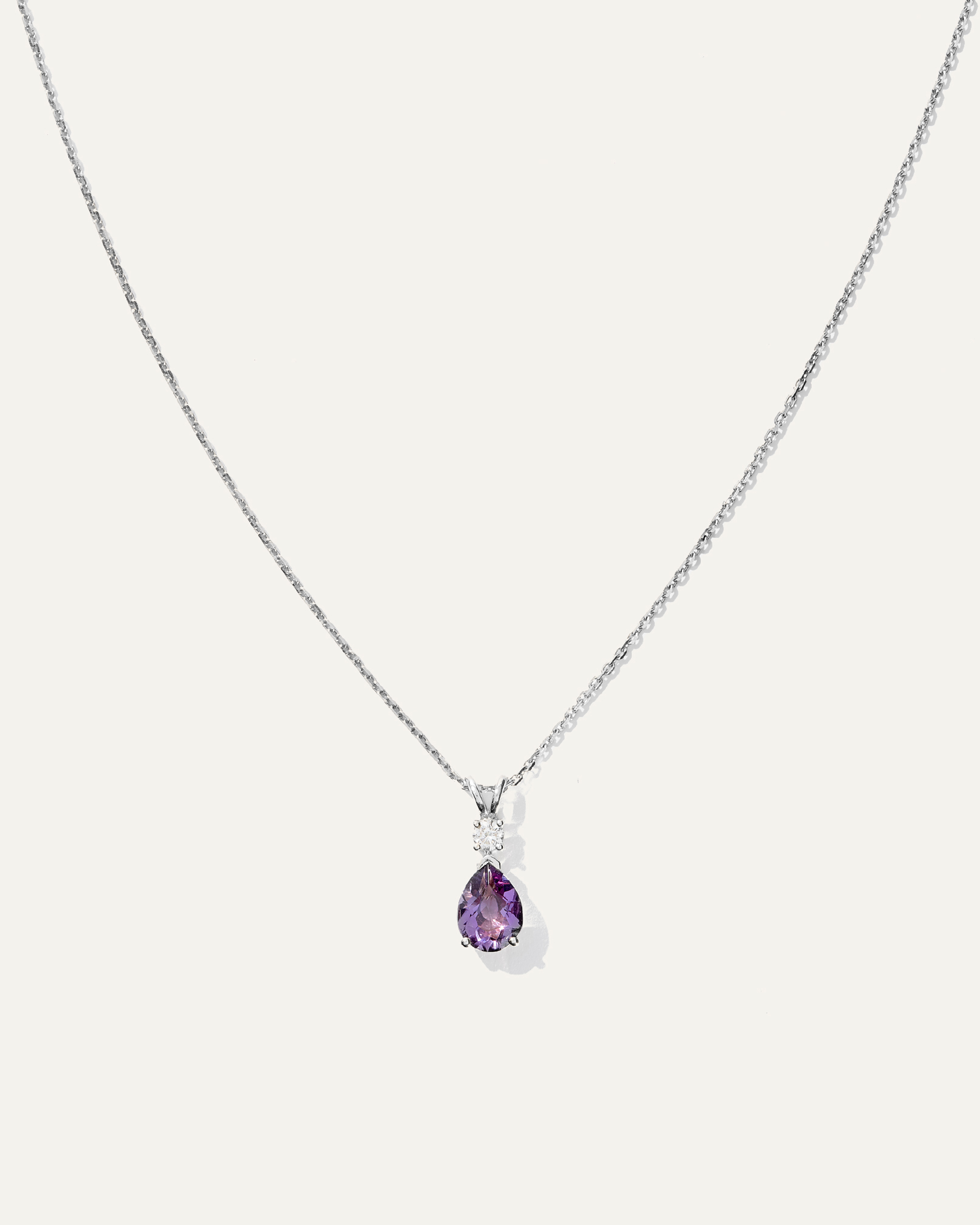 White Gold 14K Gold Diamond & Semi-Precious Gemstone Drop Necklace
