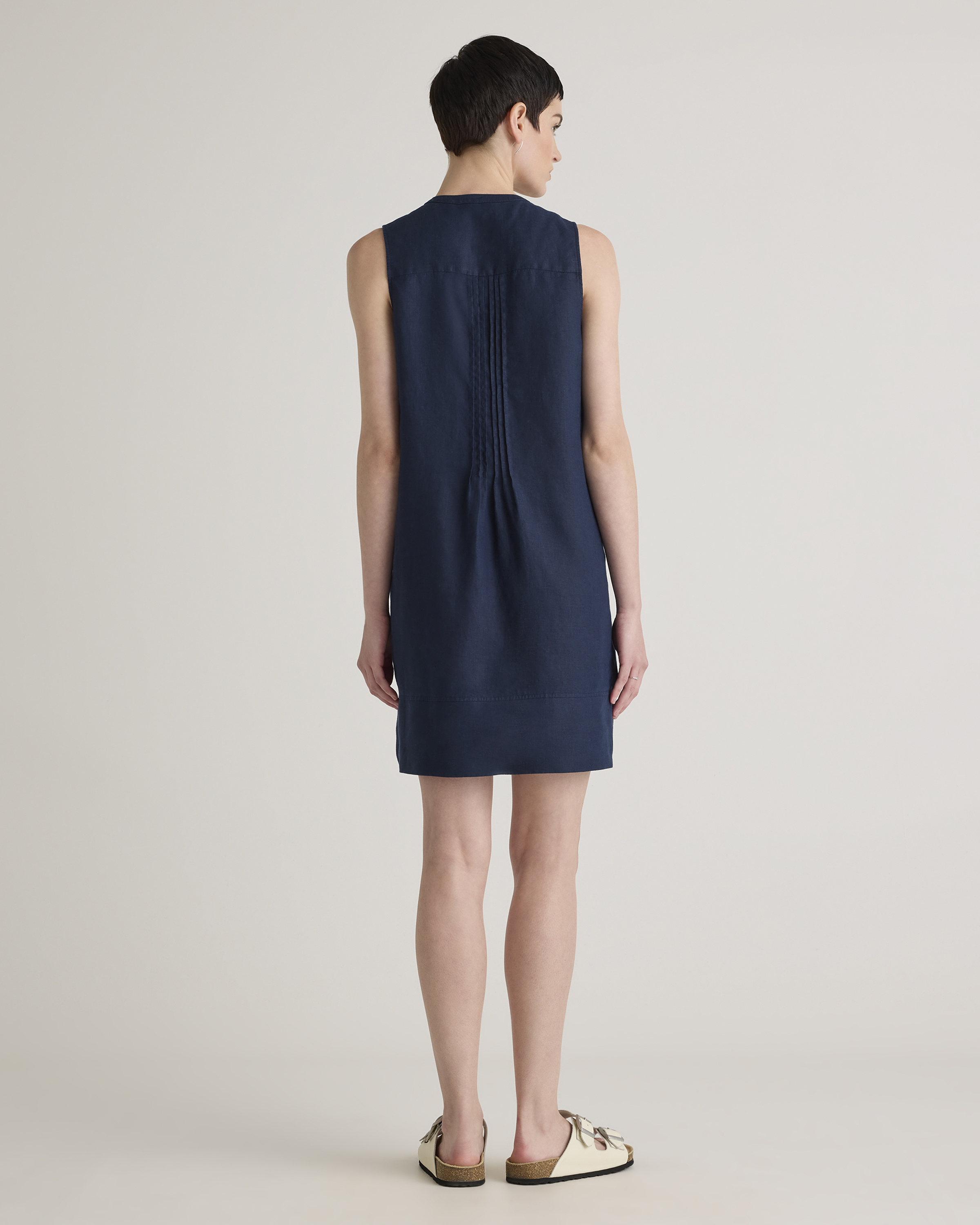 navy linen sleeveless dress June Dress Sleeveless in Navy Linen XXL main image 0