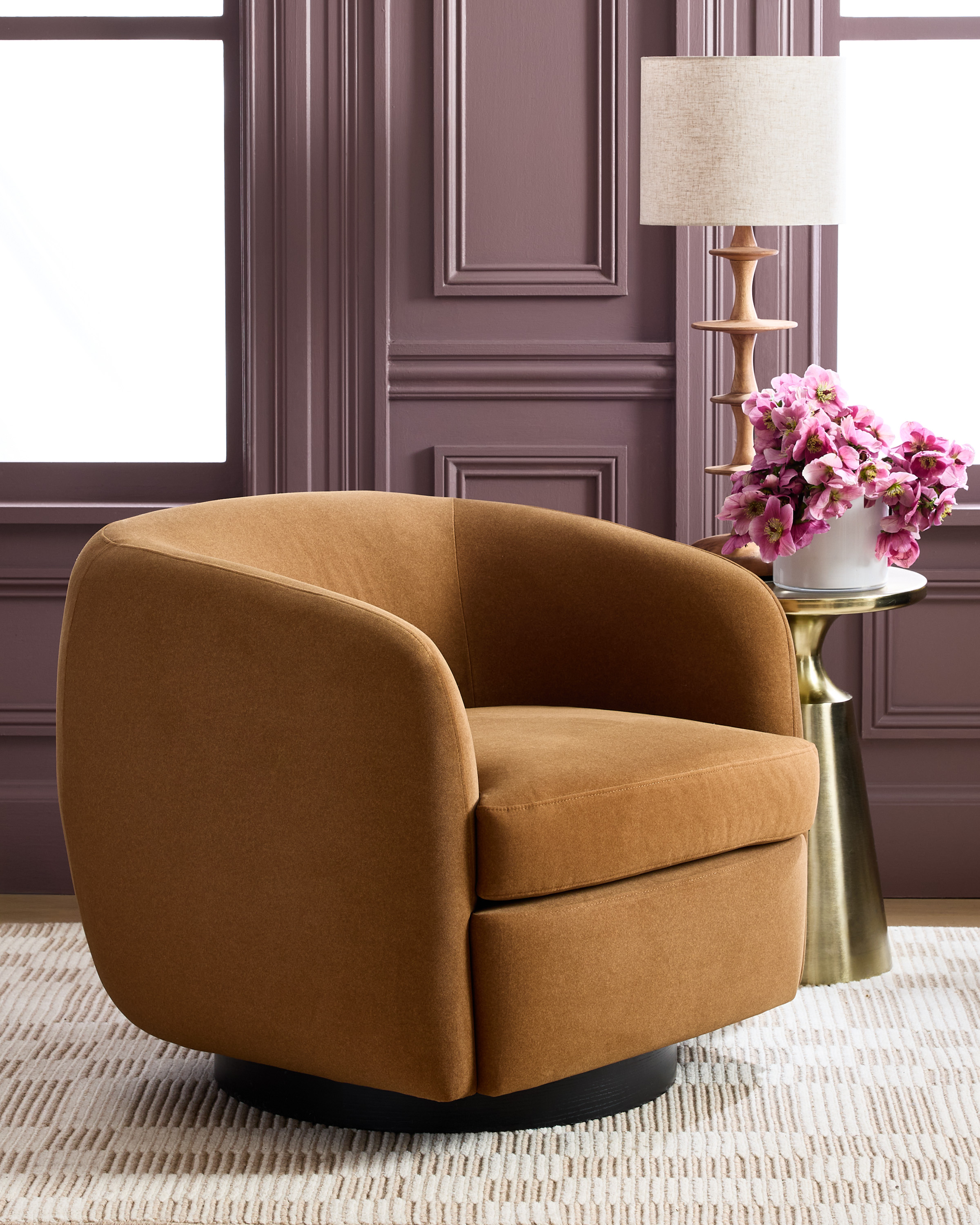 Performance Velvet Swivel Chair