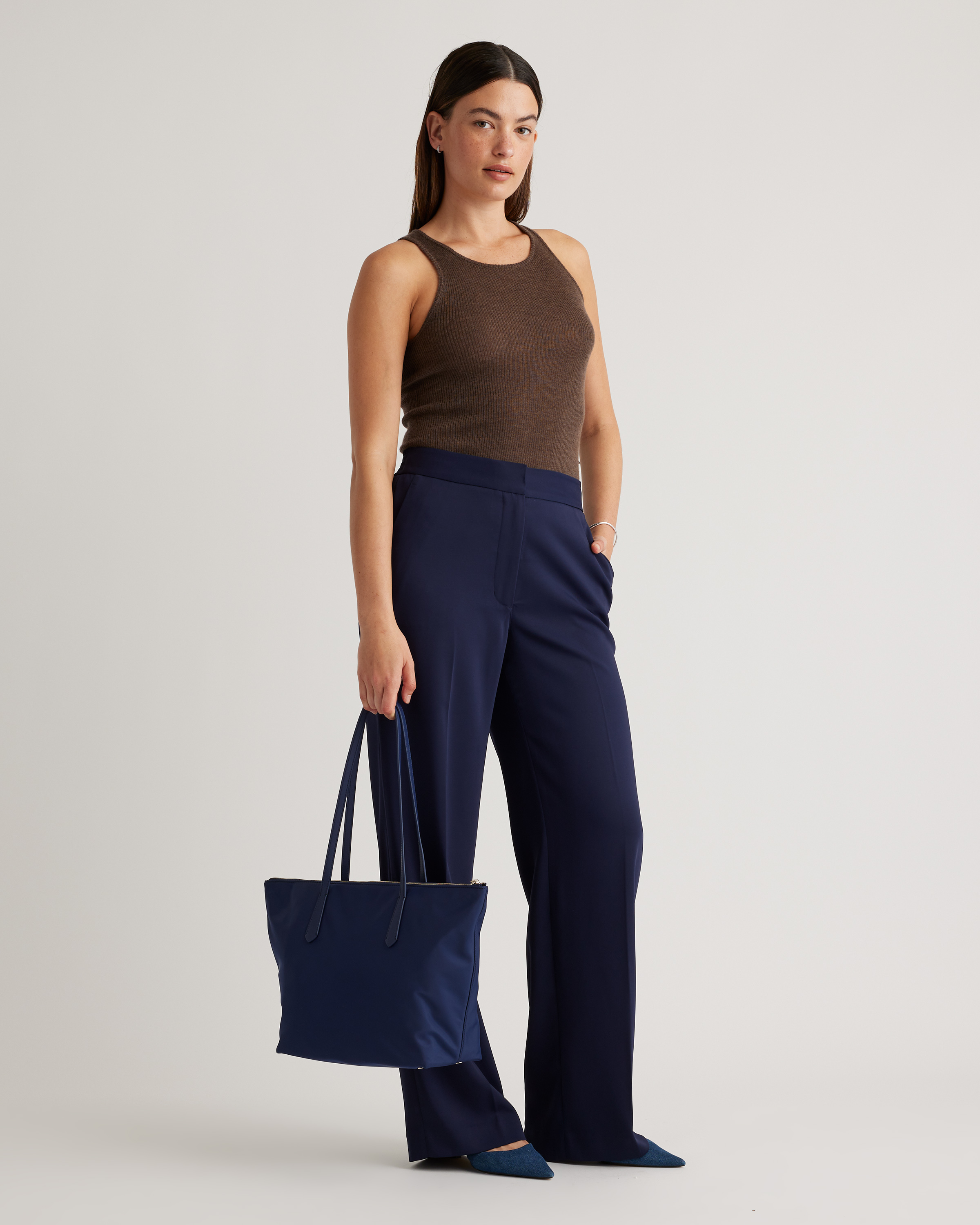 Revive Nylon Zip Top Tote in Navy