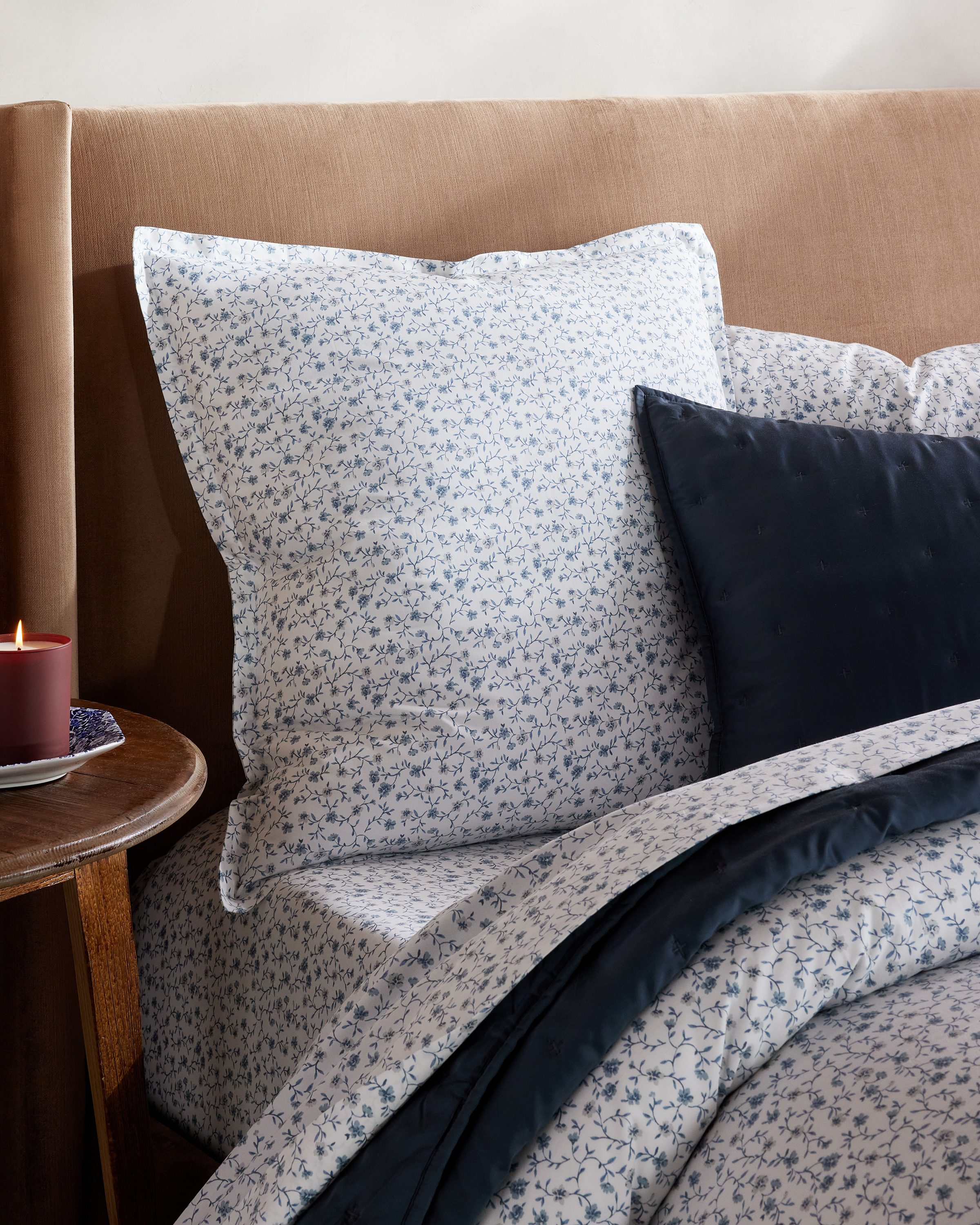 Blue Florette Classic Organic Percale Floral Euro Sham