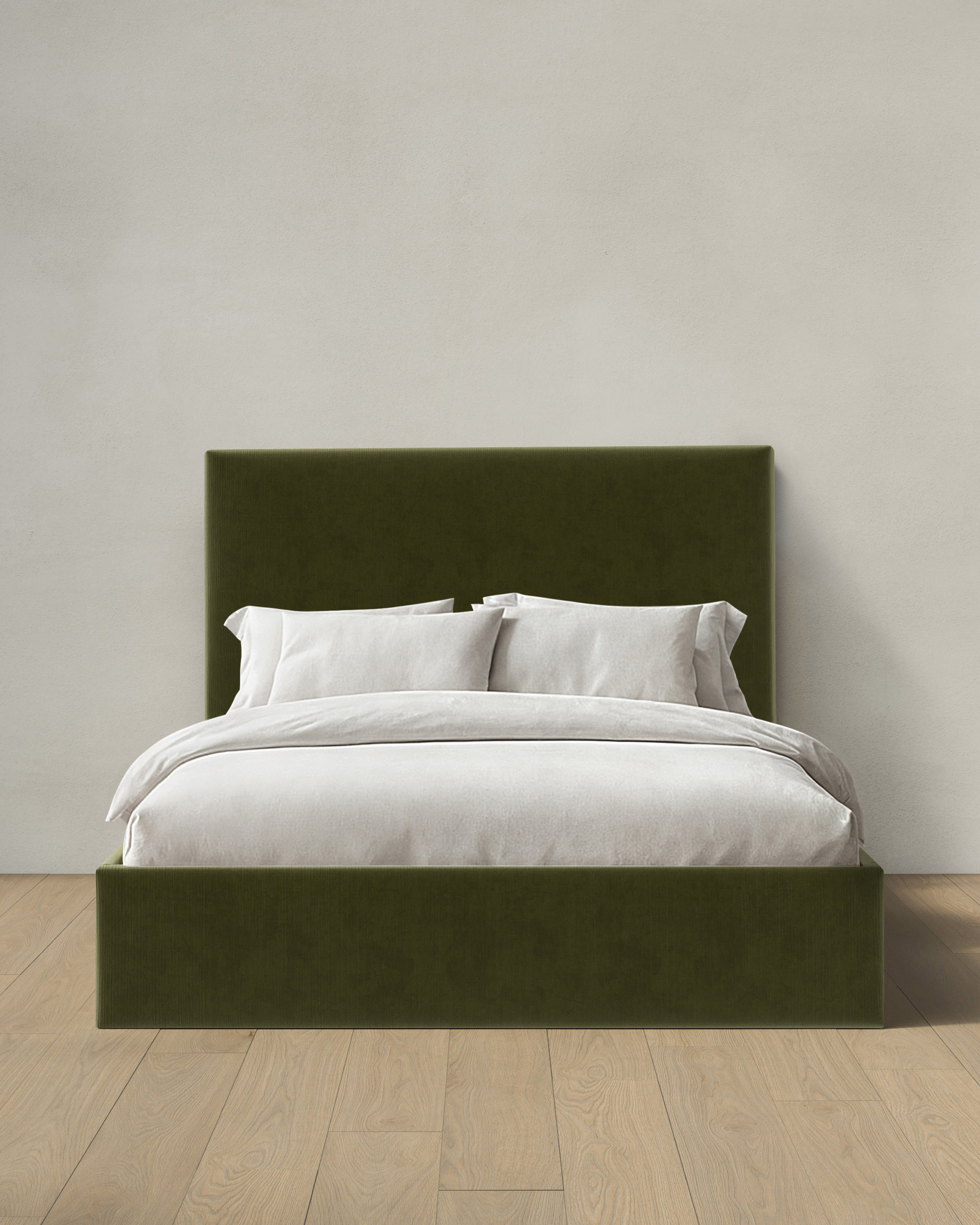 Moss Square Bed in Performance Velvet