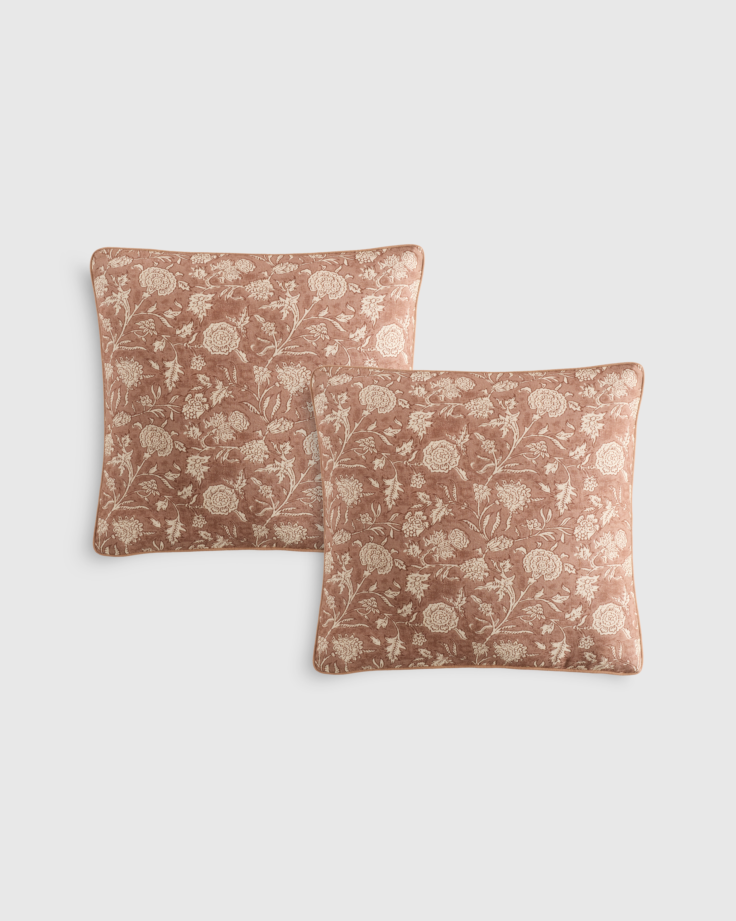 Rose Linen Cotton Botanical Pillow Cover (Set of 2)