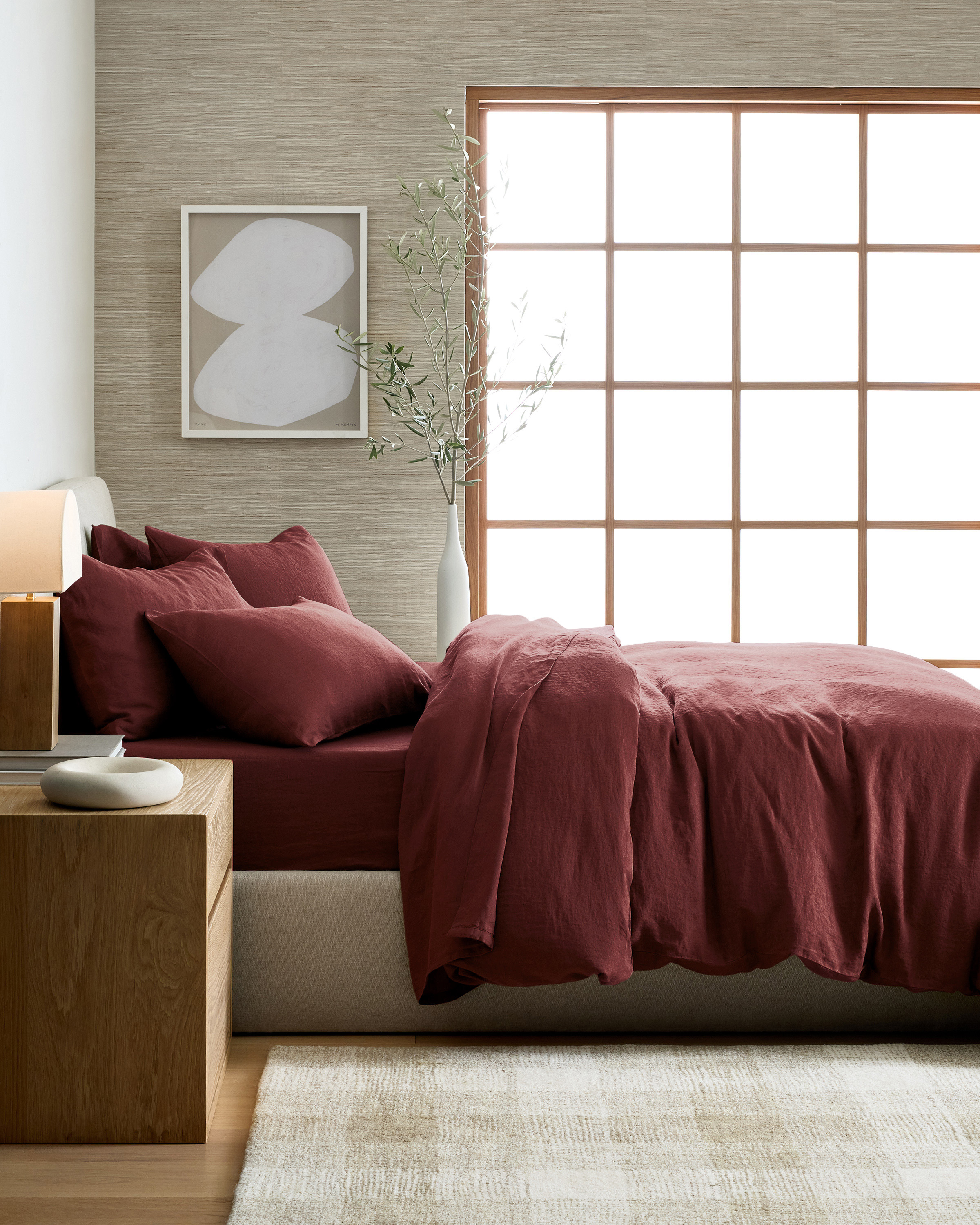 Burgundy European Linen Duvet Cover