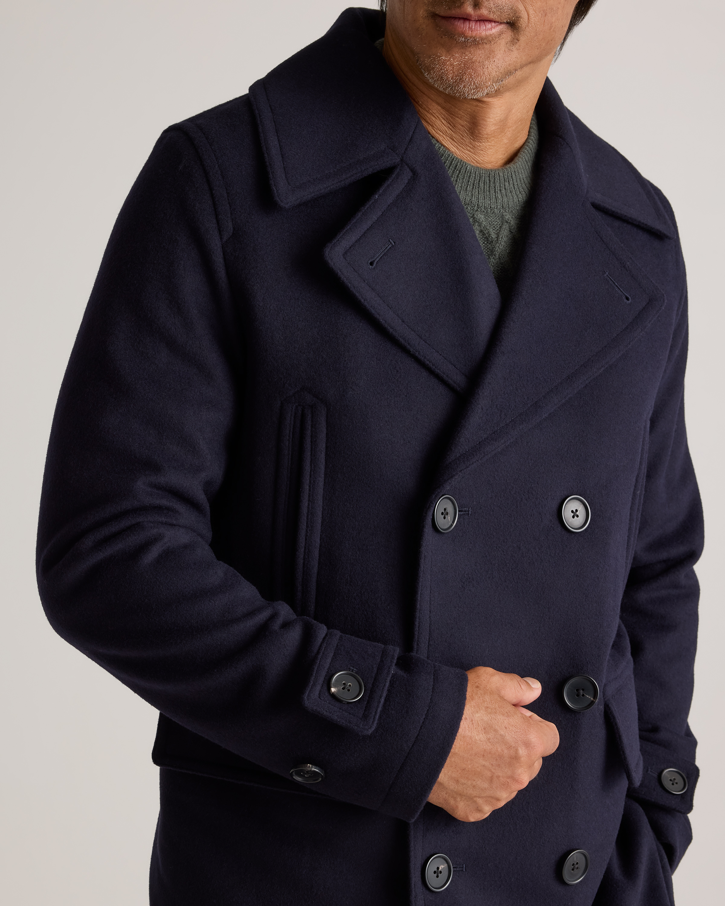 Italian Wool Peacoat in Cadet Blue
