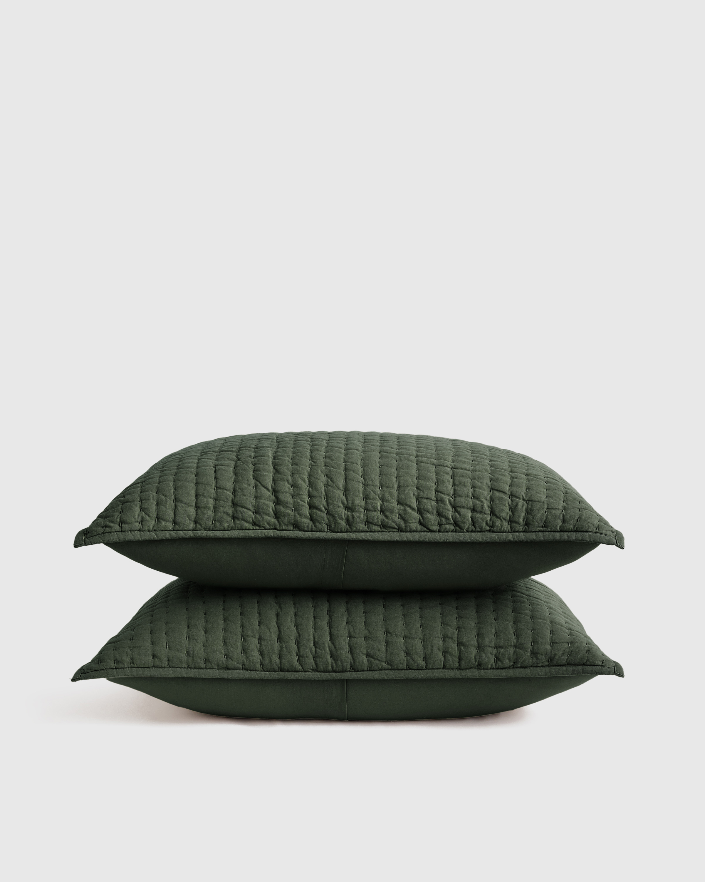 Pine European Linen Cotton Stitch Sham Set