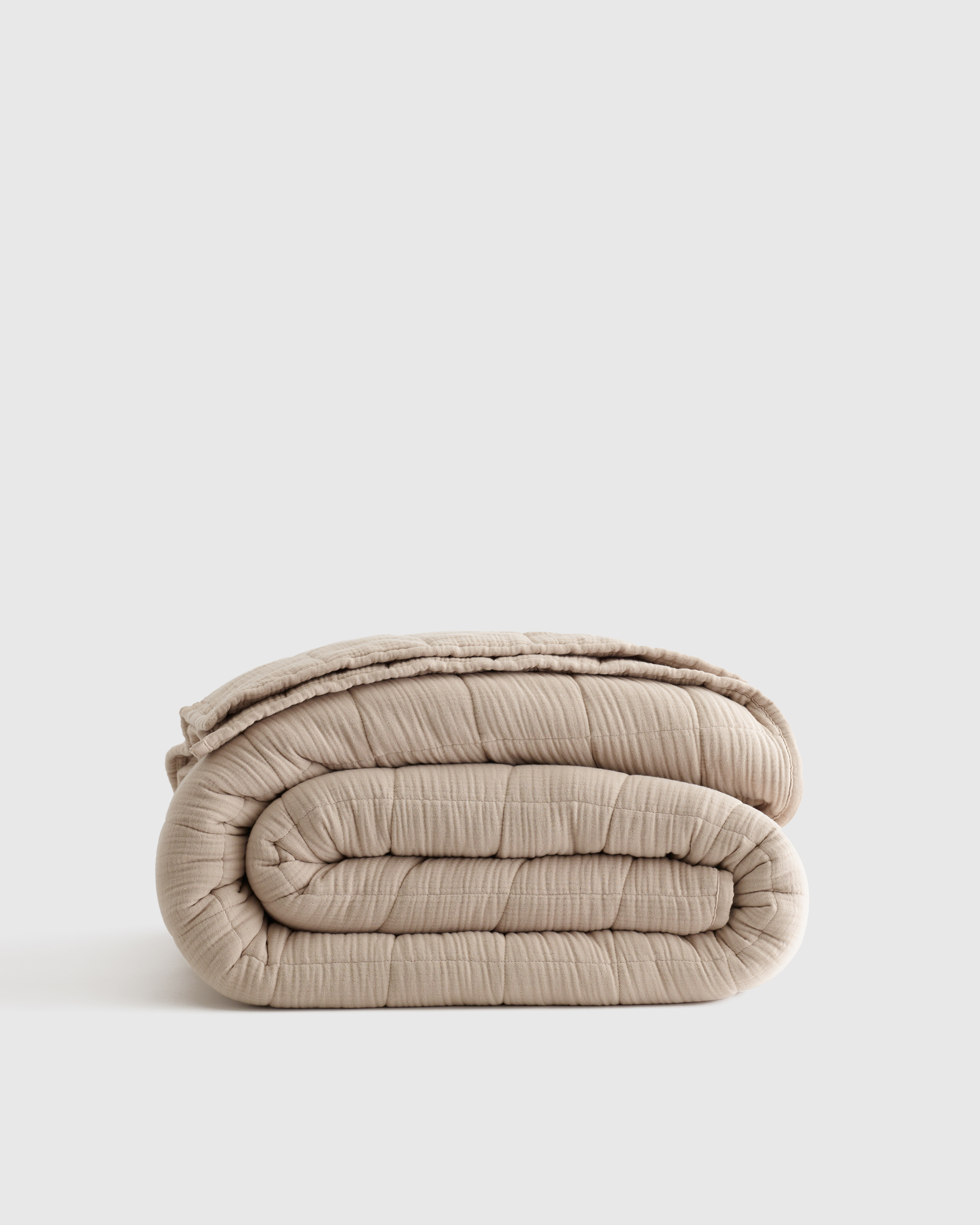 Organic Airy Gauze Box Quilt, Dune, King/Cal King