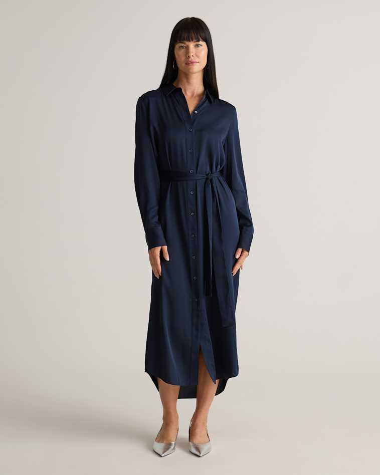 midi tunic dress for women Gray Linen Blend with Loose Fit and Boat Neck Gray / XS Women's Poplin Midi Tunic Dress