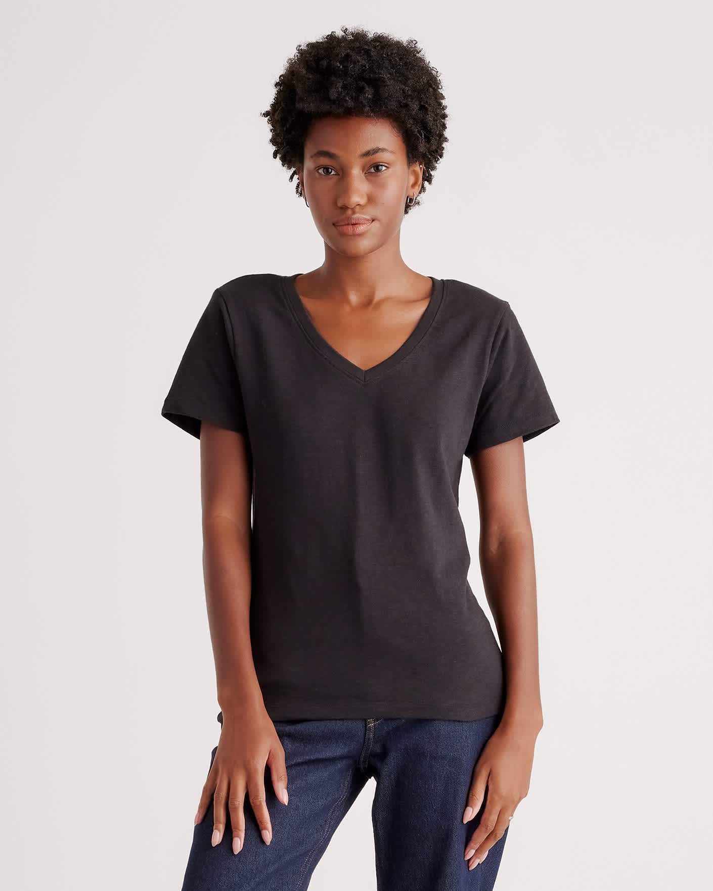 100% Organic Cotton Slub V-Neck Tee