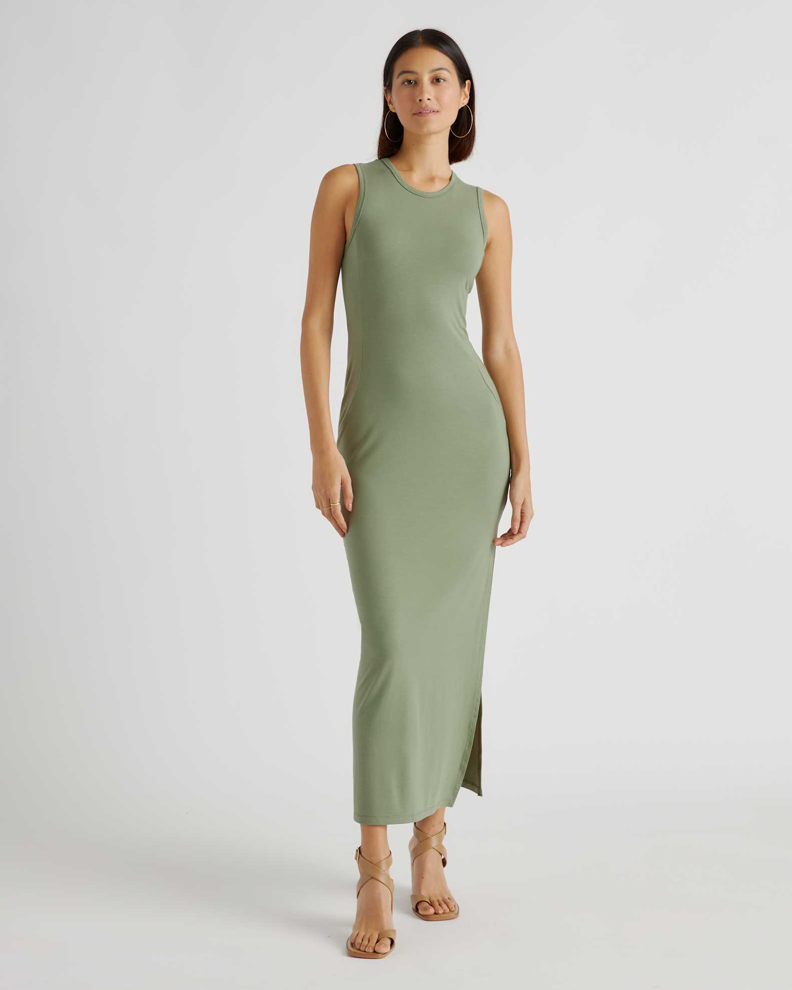 Tencel Jersey Tank Maxi Dress in Sage - Main Image