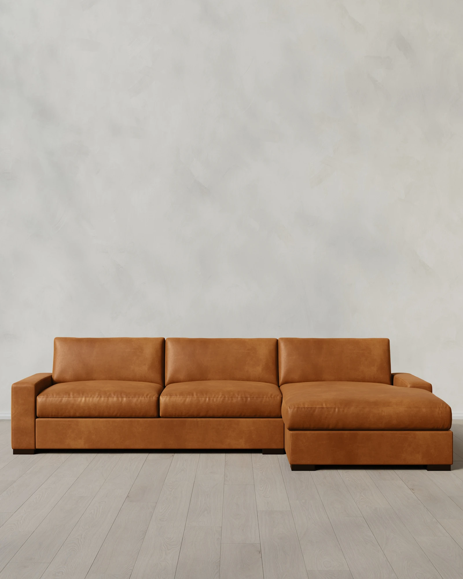 Stillman Deep Seat Chaise Sectional in Leather