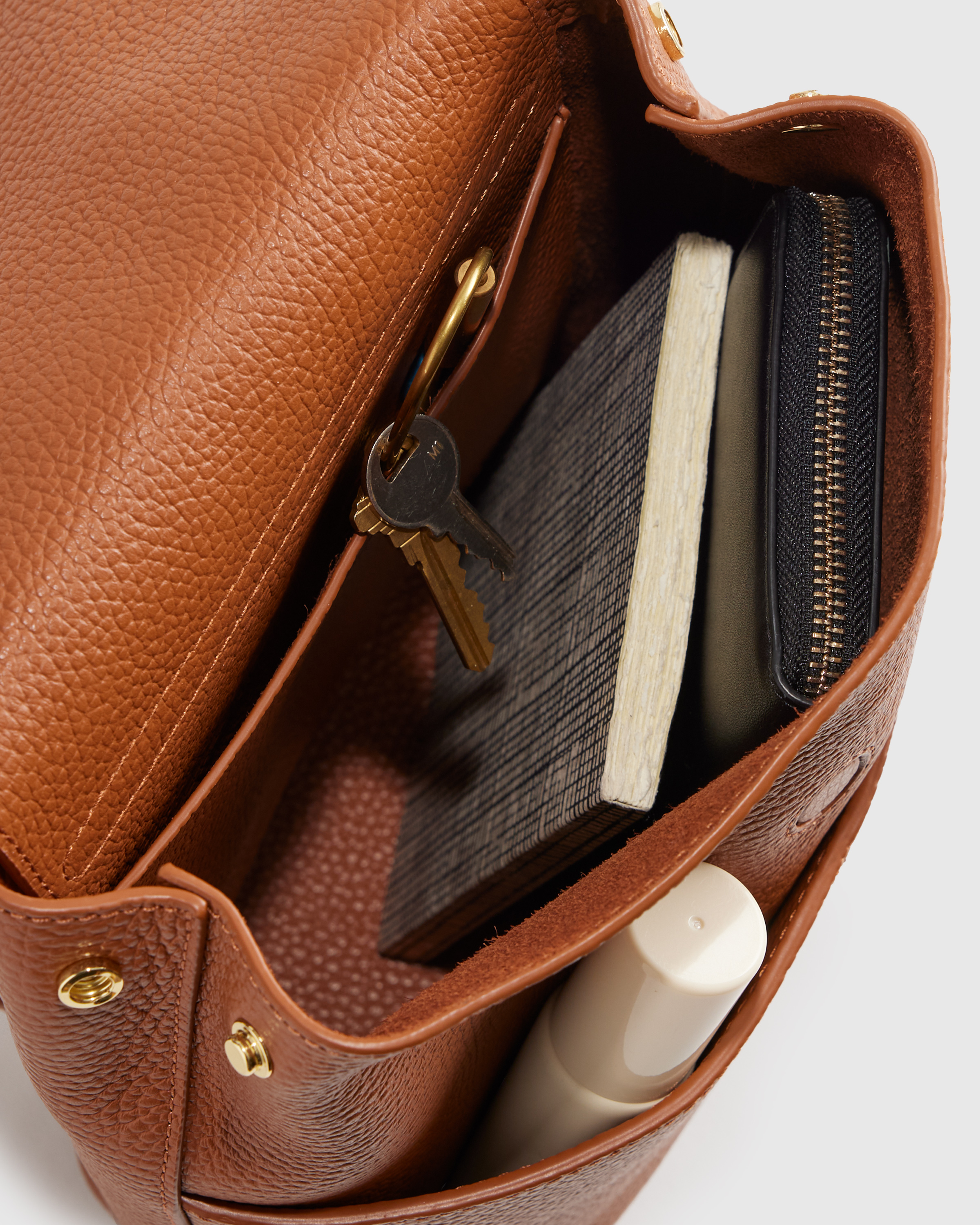 Women's Italian Leather Small Backpack in Cognac by Quince