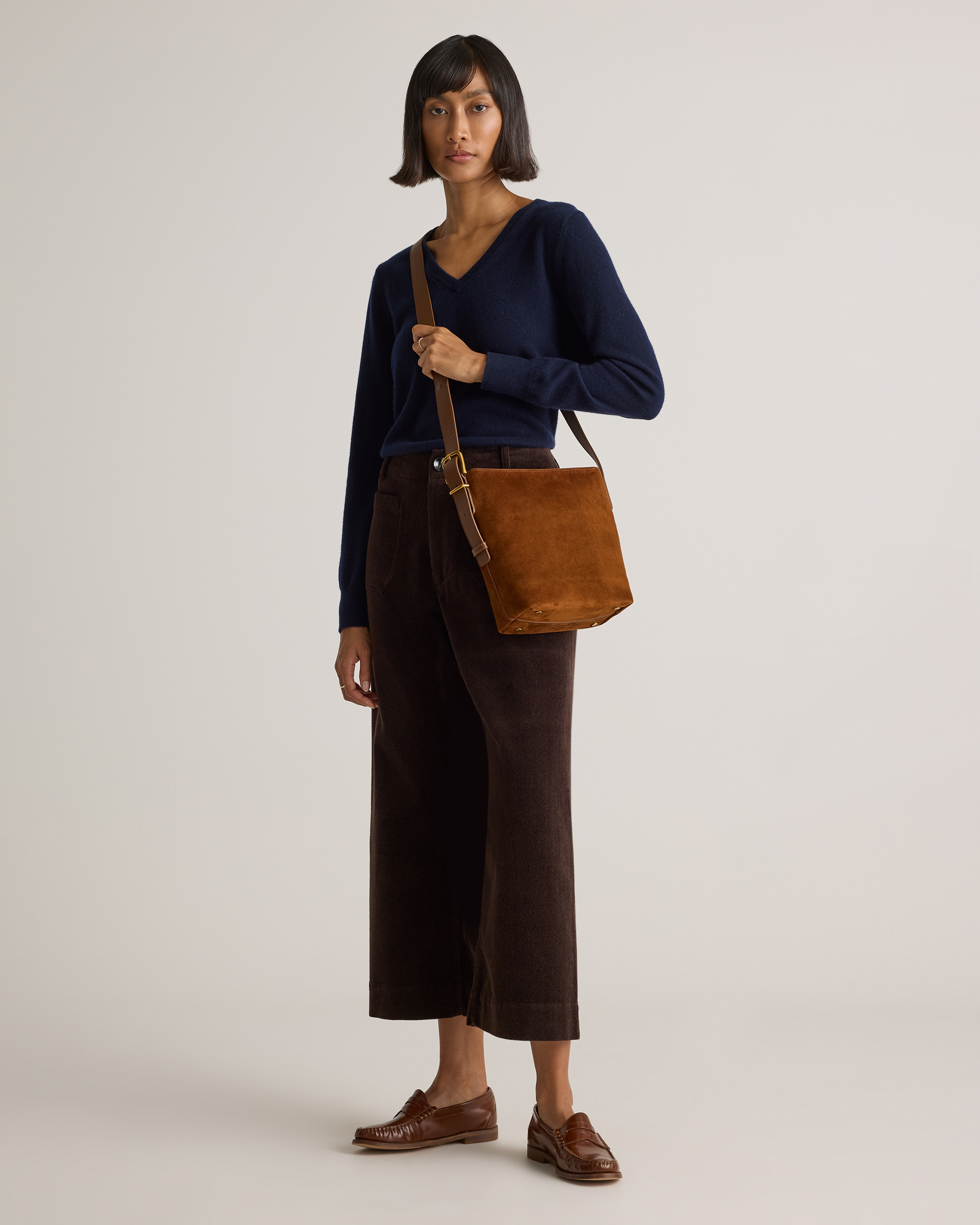 【INCHANT ME】Suede Bucket Cross Bag Italian Suede Bucket Crossbody