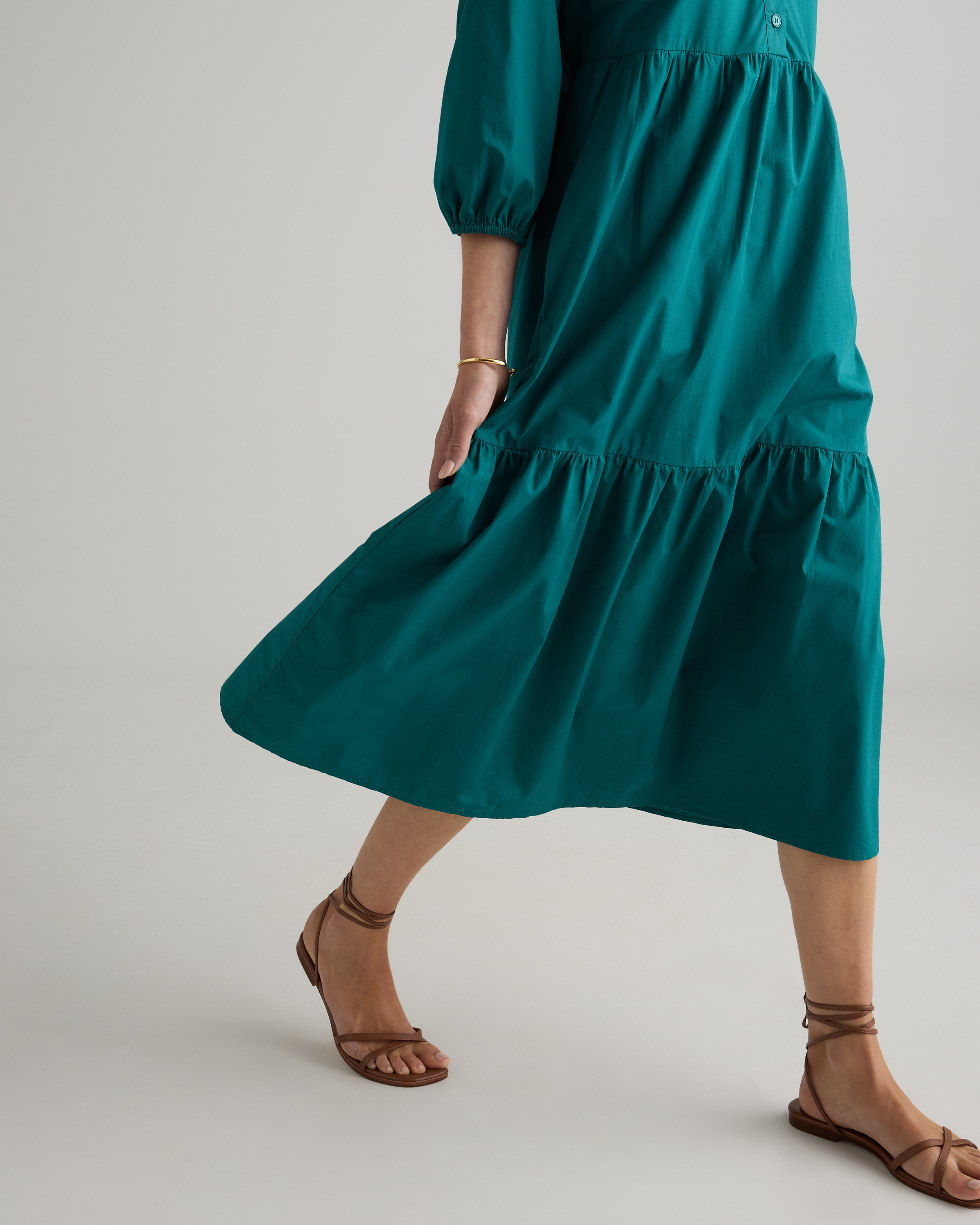 Women's Poplin Midi Tunic Dress in Garden Green, Size Small, Organic Cotton by Quince
