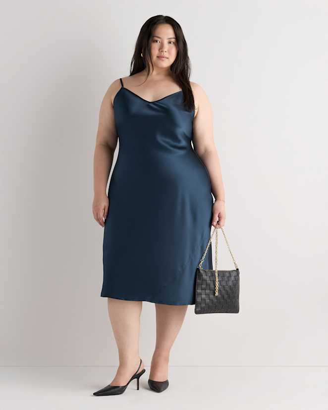Stratus Blue 100% Washable Silk Slip Dress
