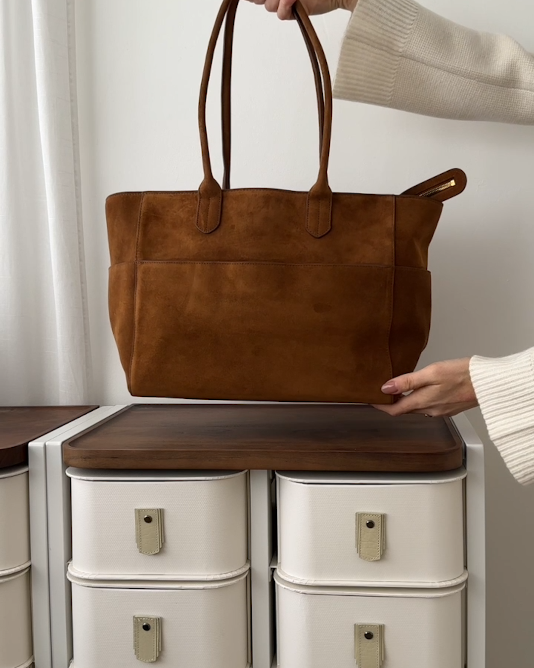 Hudson Suede Tote in Whiskey