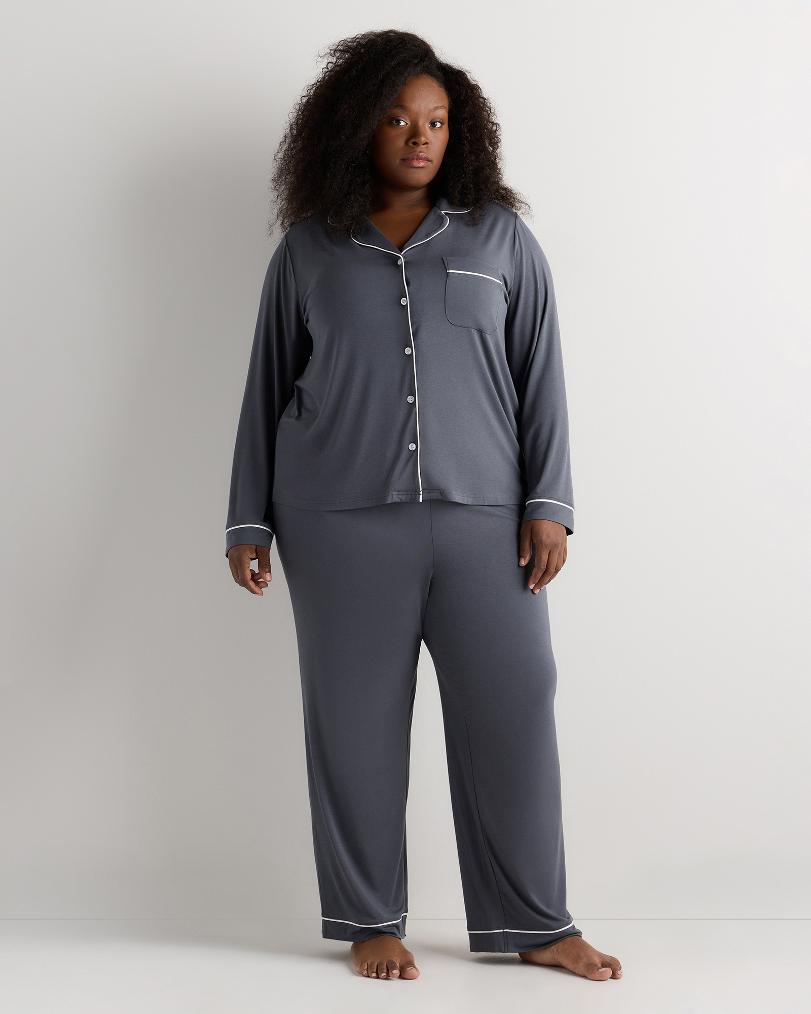Graphite Bamboo Jersey Long Sleeve Pajama Set