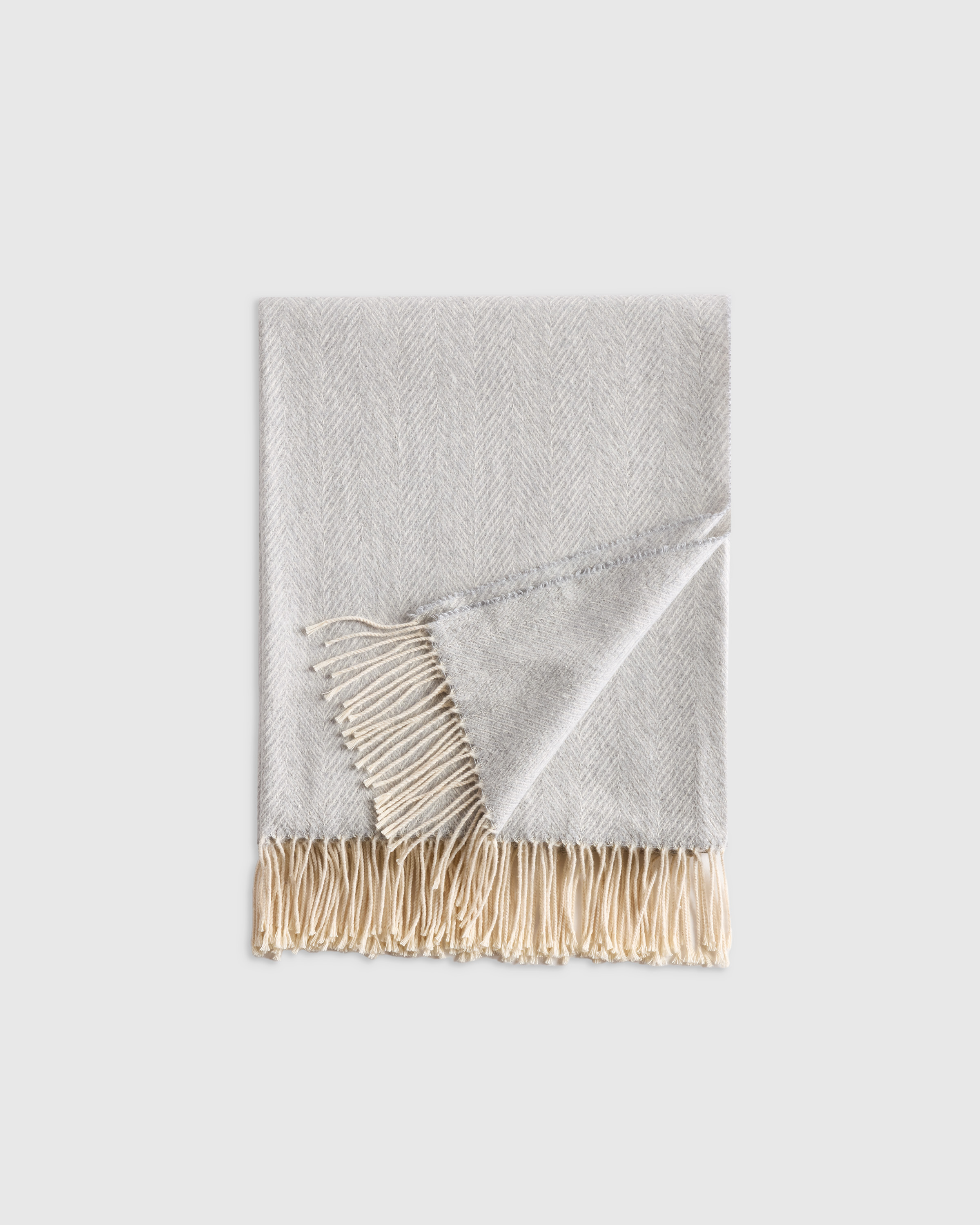 Light Grey Italian Cotton Herringbone Throw