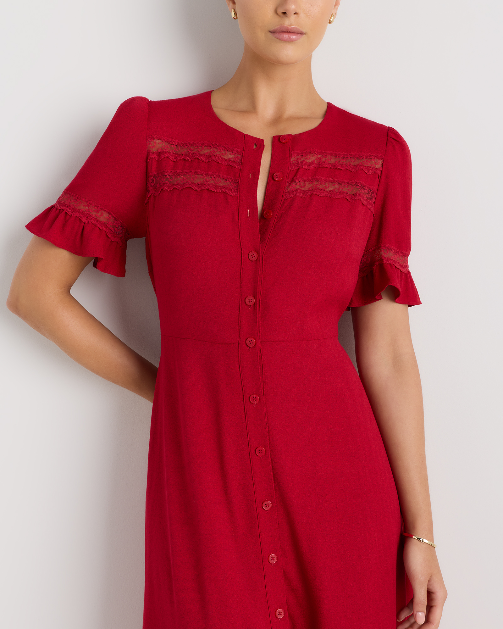 lace inset midi dress AE Bella Lace Inset Midi Dress
