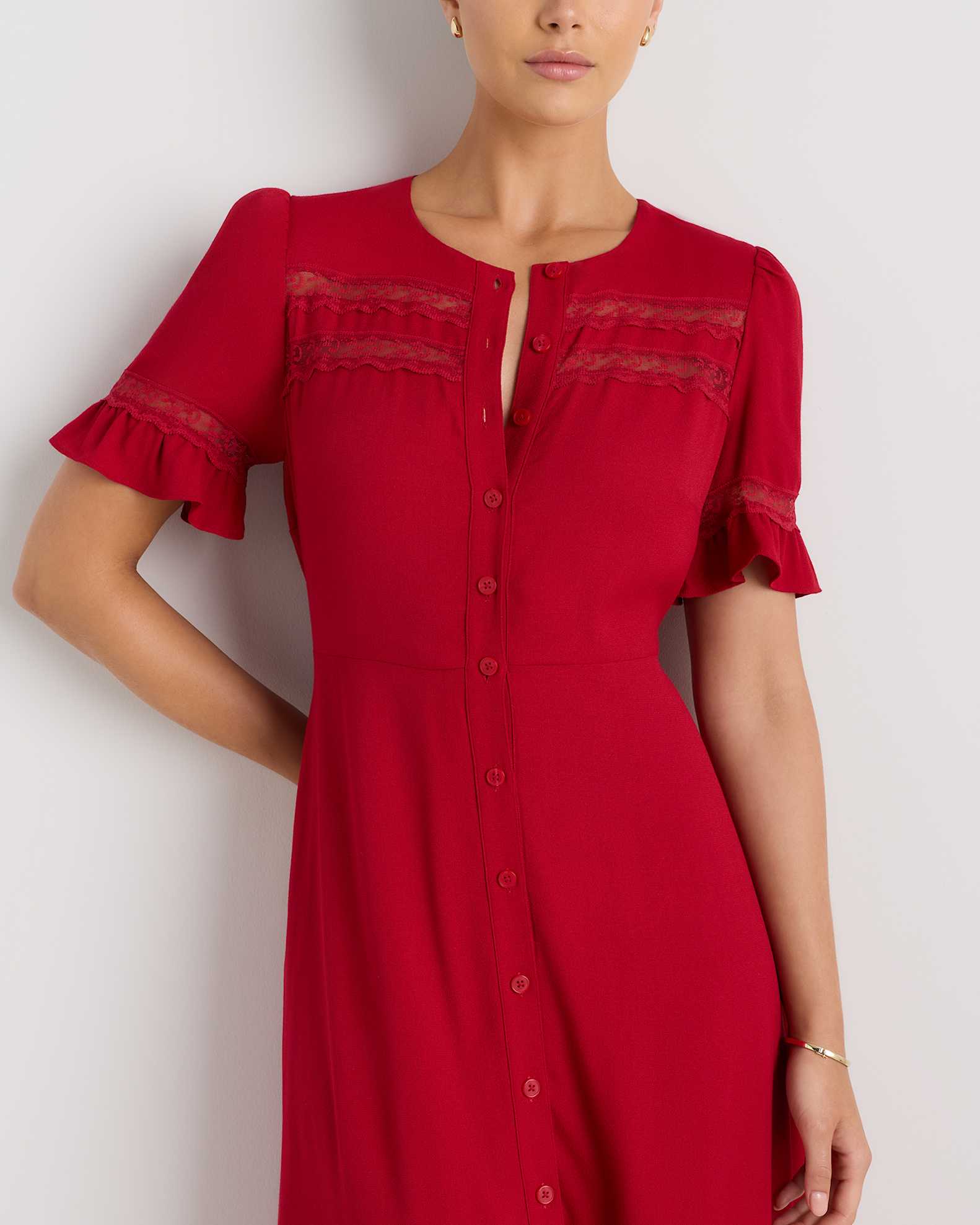 lace inset midi dress AE Bella Lace Inset Midi Dress
