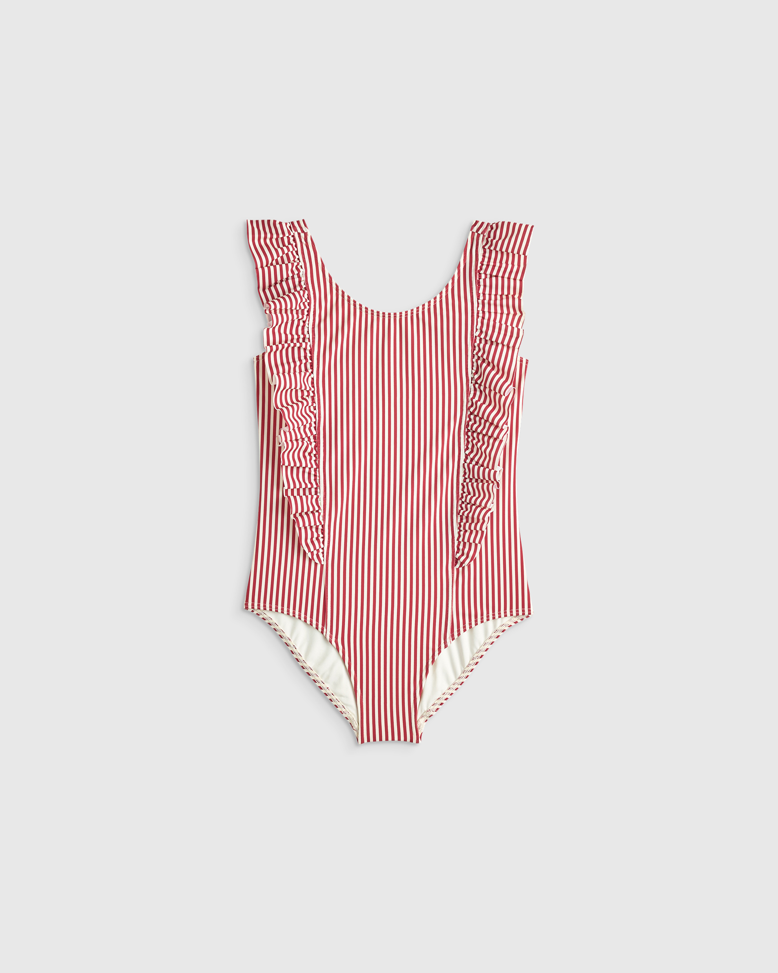 Rust Stripe Ruffle One Piece Swimsuit