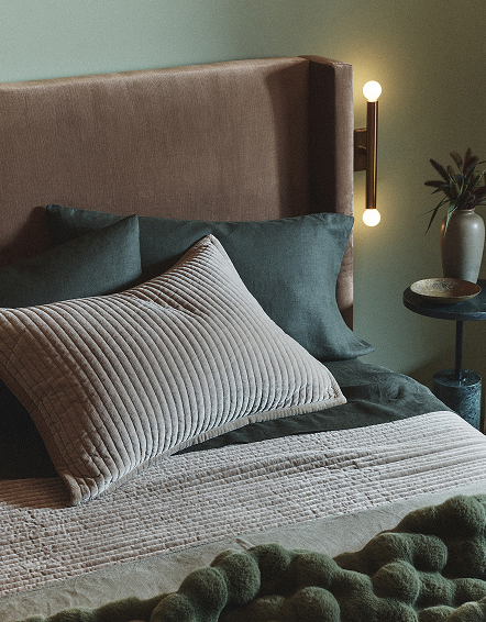 Light Taupe Courtepointe matelassée en velours de coton