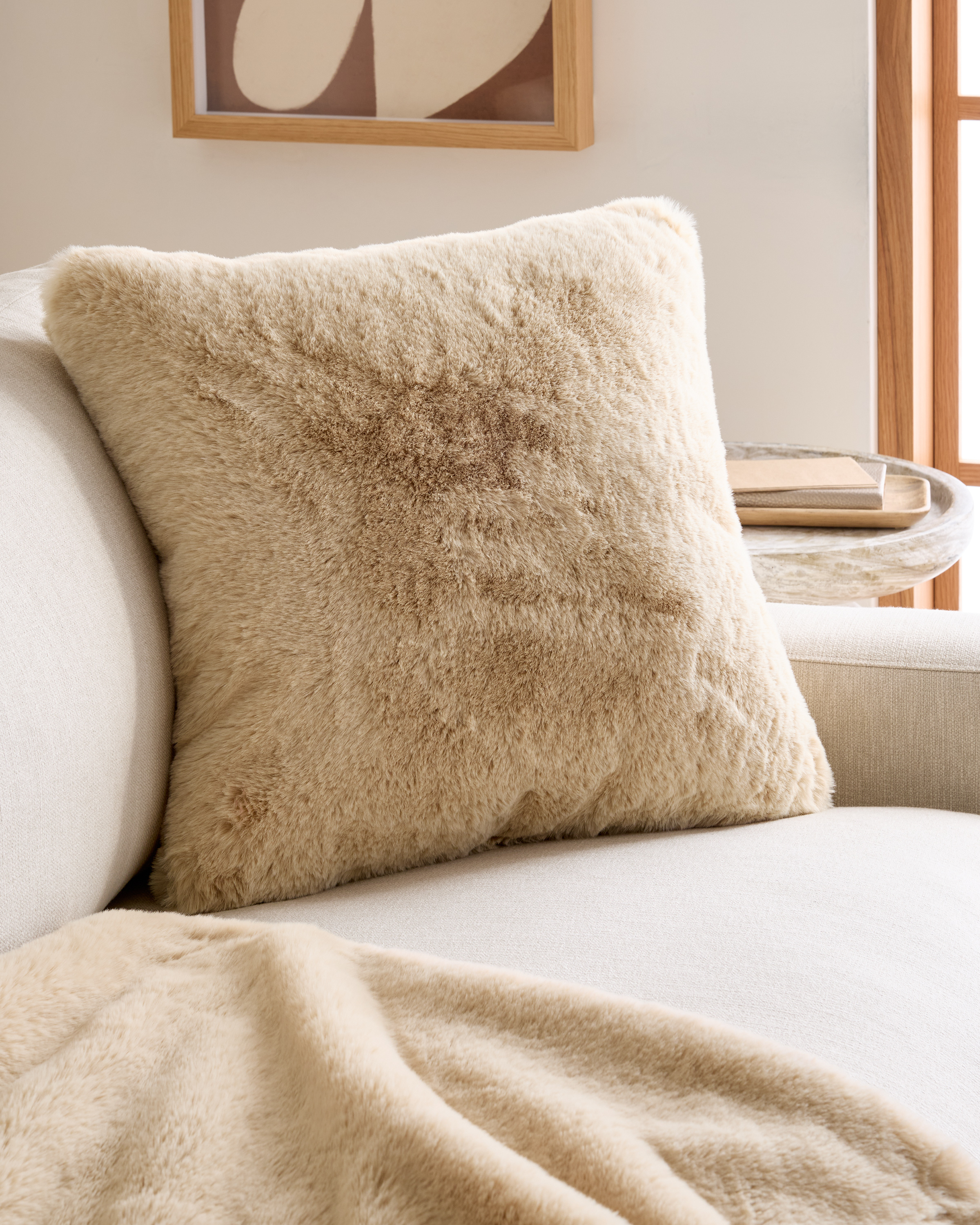 Champagne Luxury Faux Fur Pillow Cover