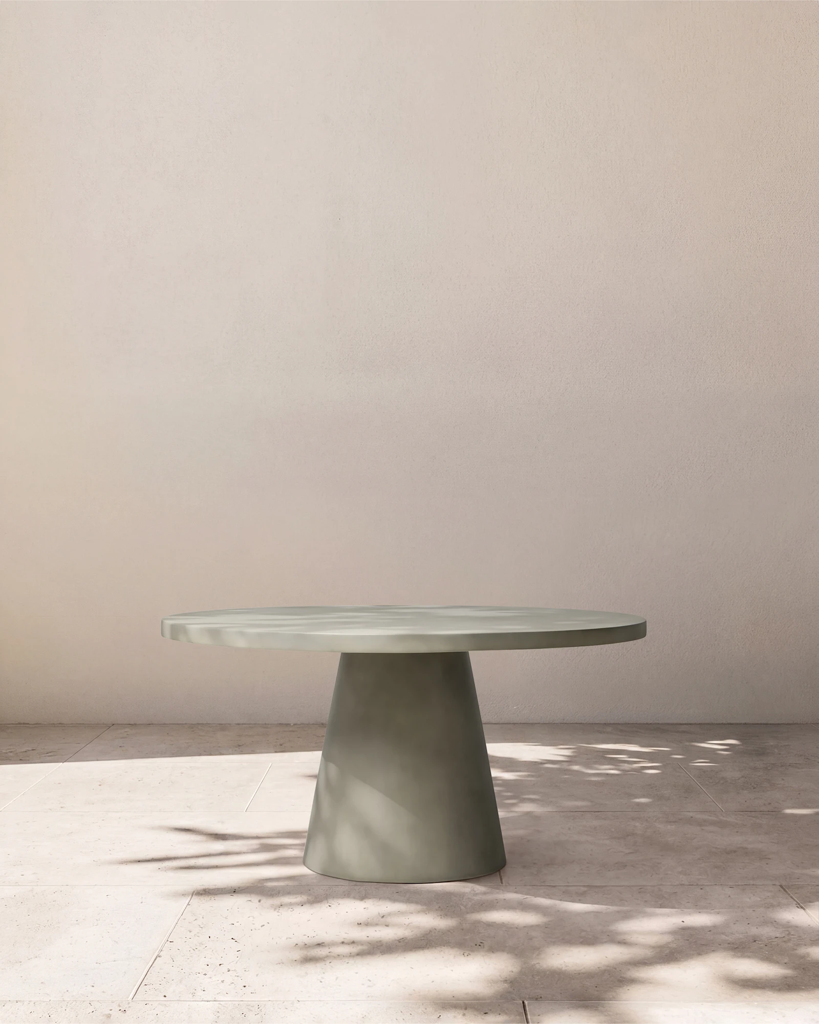Concrete Pedestal Outdoor Dining Table in Grey