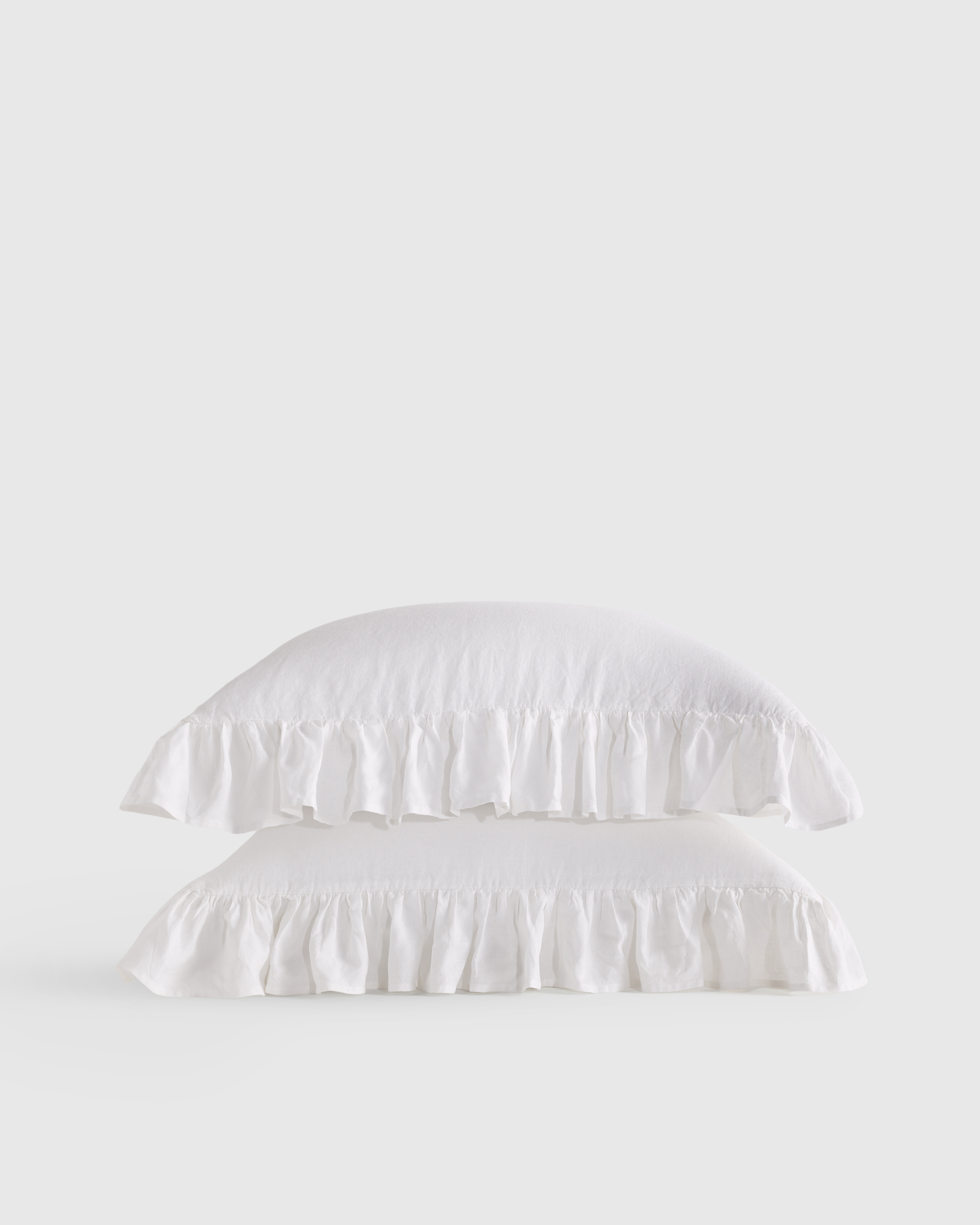 White European Linen Ruffle Sham Set