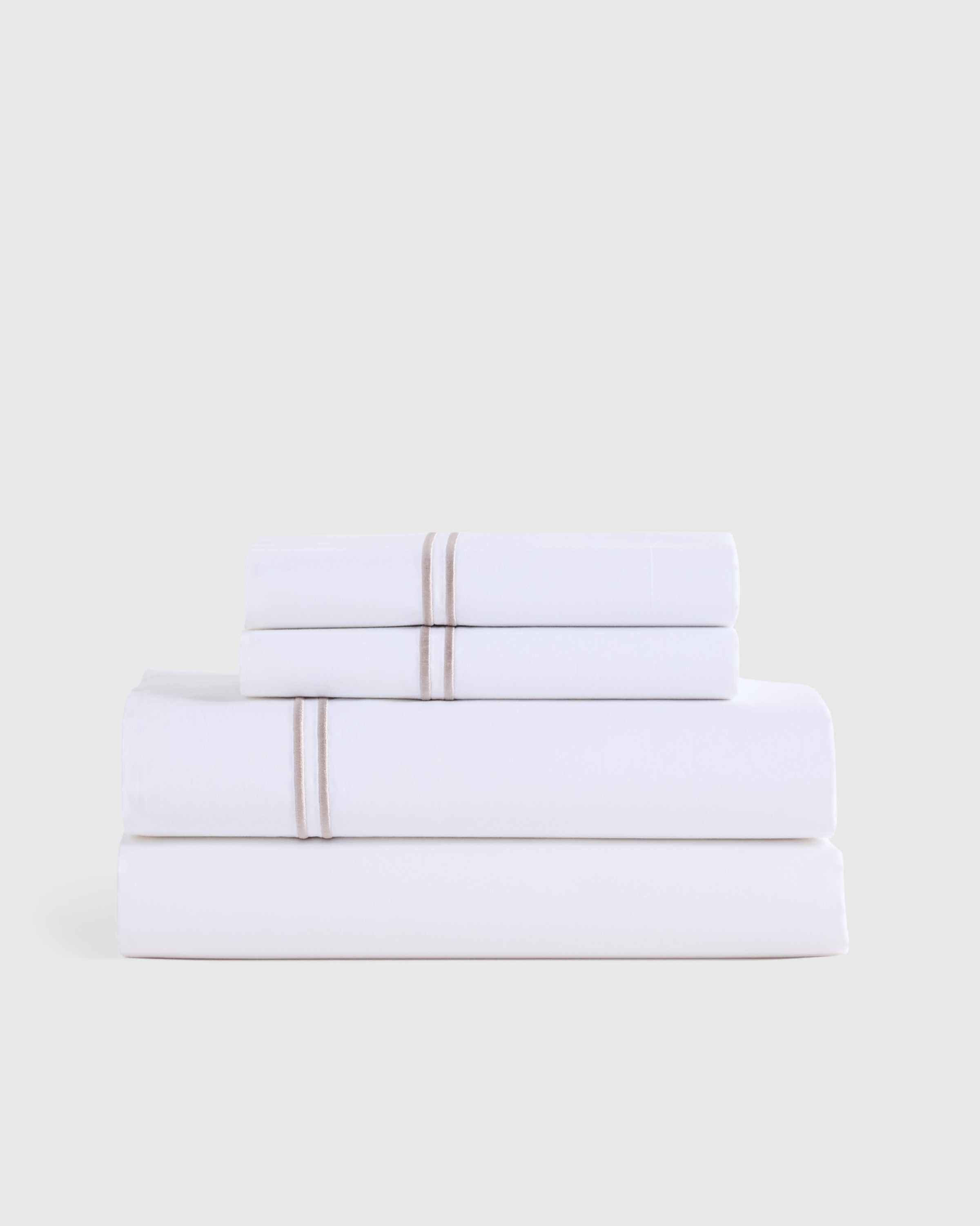 White/Dove Organic Crisp Percale Embellished Sheet Set
