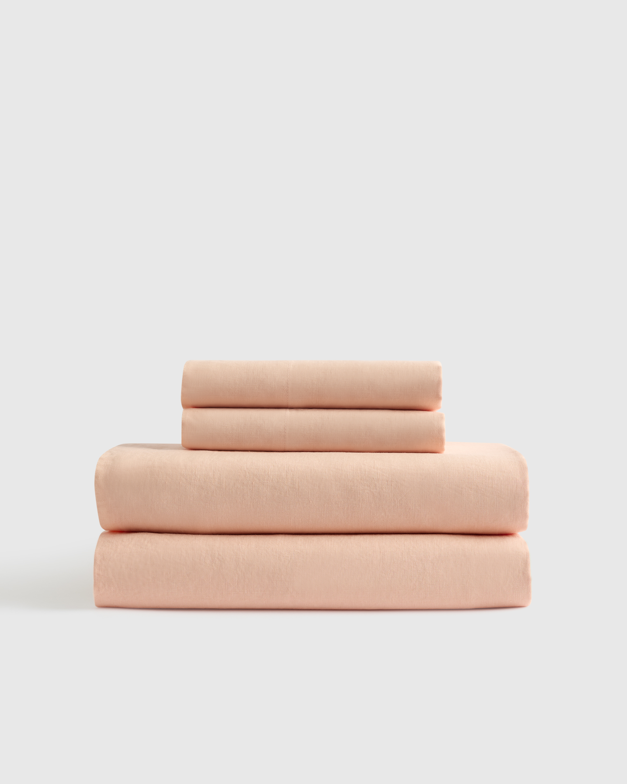 Peach European Linen Sheet Set