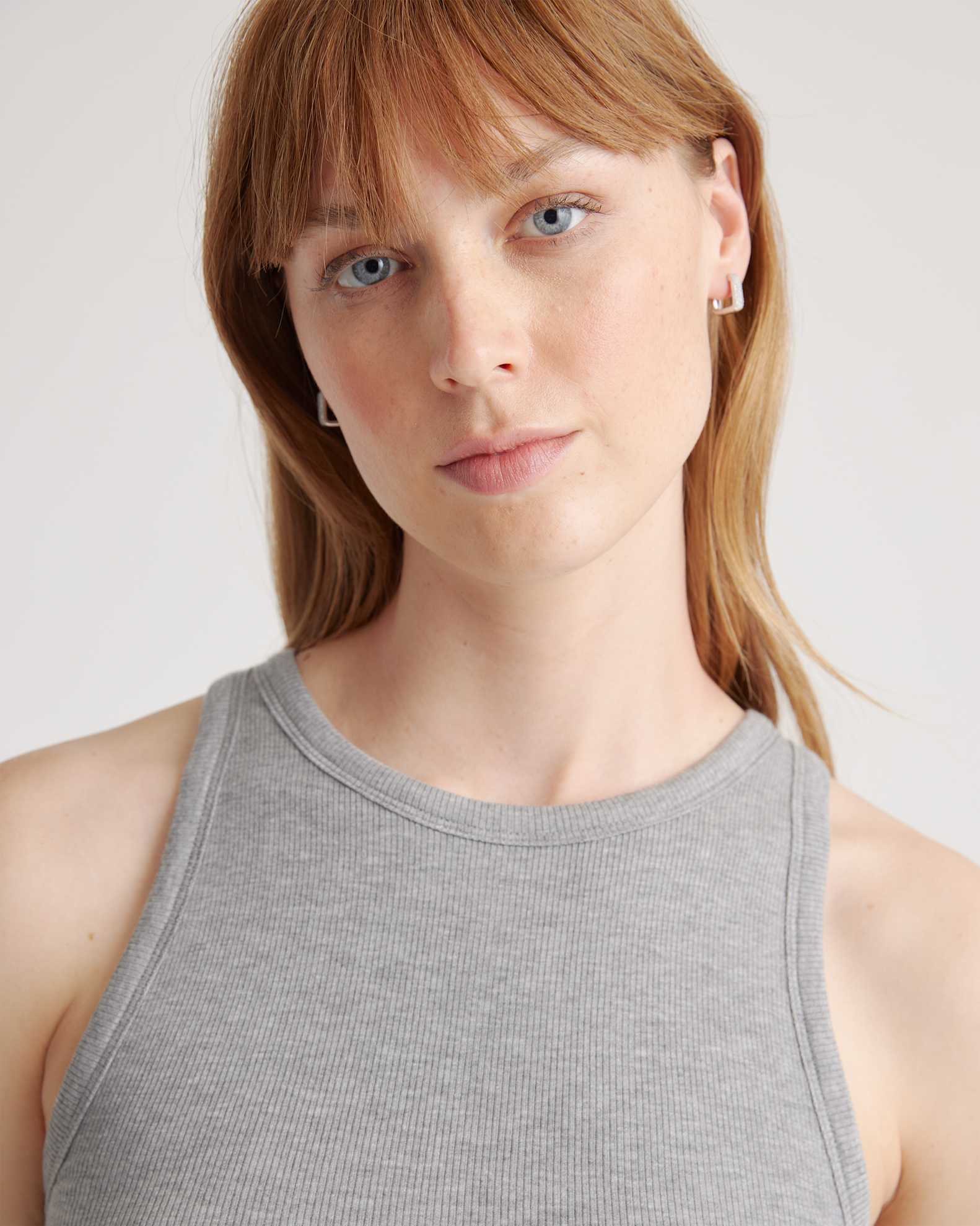 Tencel Rib Knit Sleeveless Mini Dress in Heather Grey Tencel Rib Knit Sleeveless Mini Dress in Heather Grey