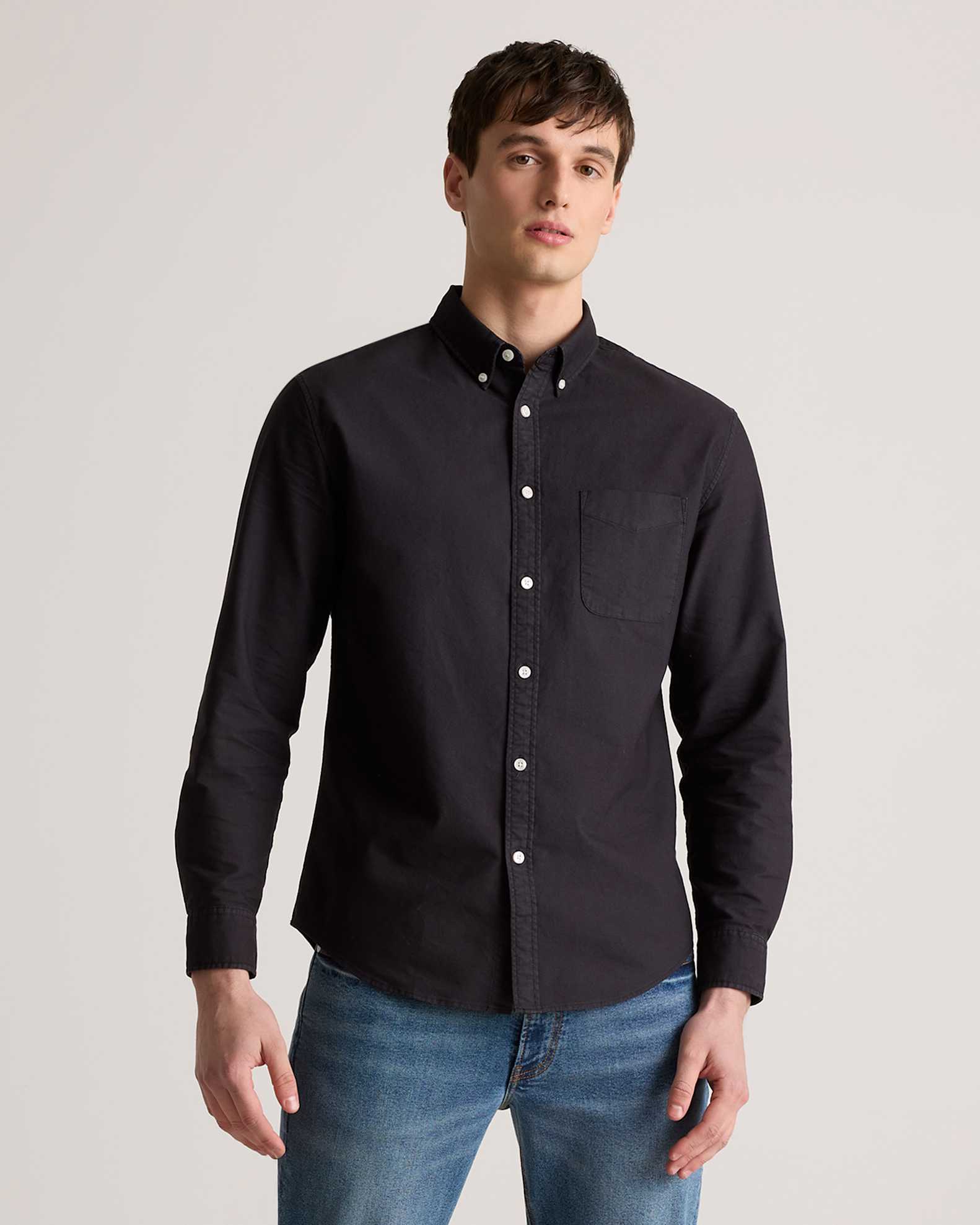 Men's Oxford Shirt in Black, Size Medium, Organic Cotton by Quince Men's Oxford Shirt in Black, Size Medium, Organic Cotton by Quince