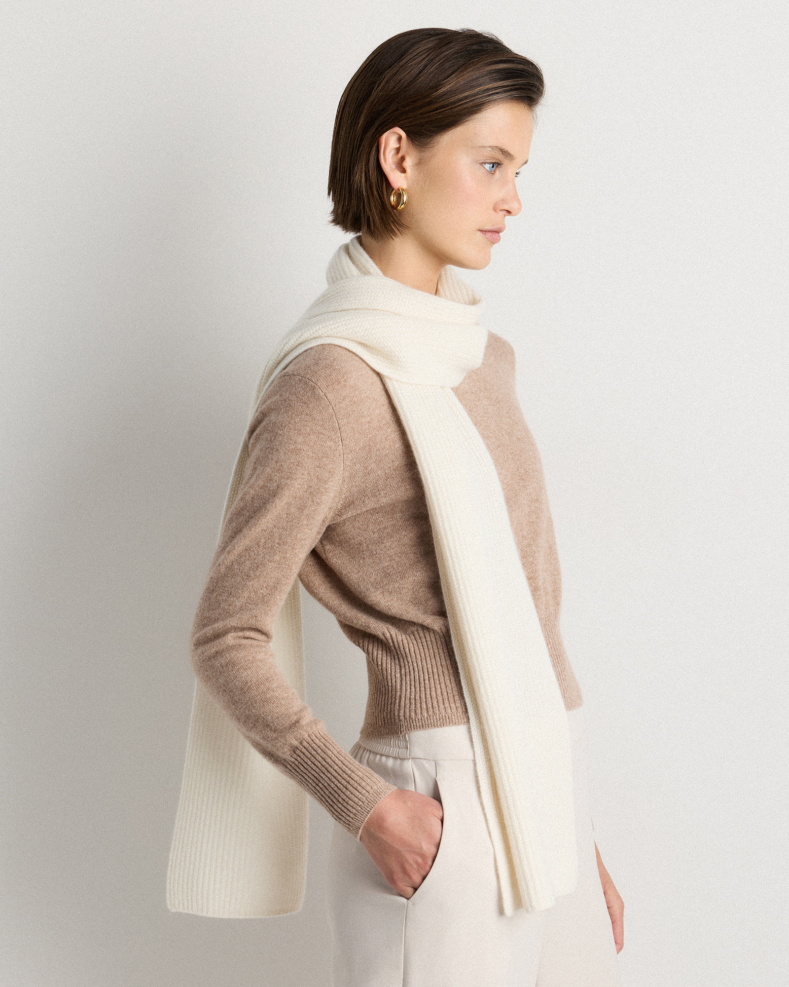 Mongolian Cashmere Ribbed Scarf - thumbnail 10