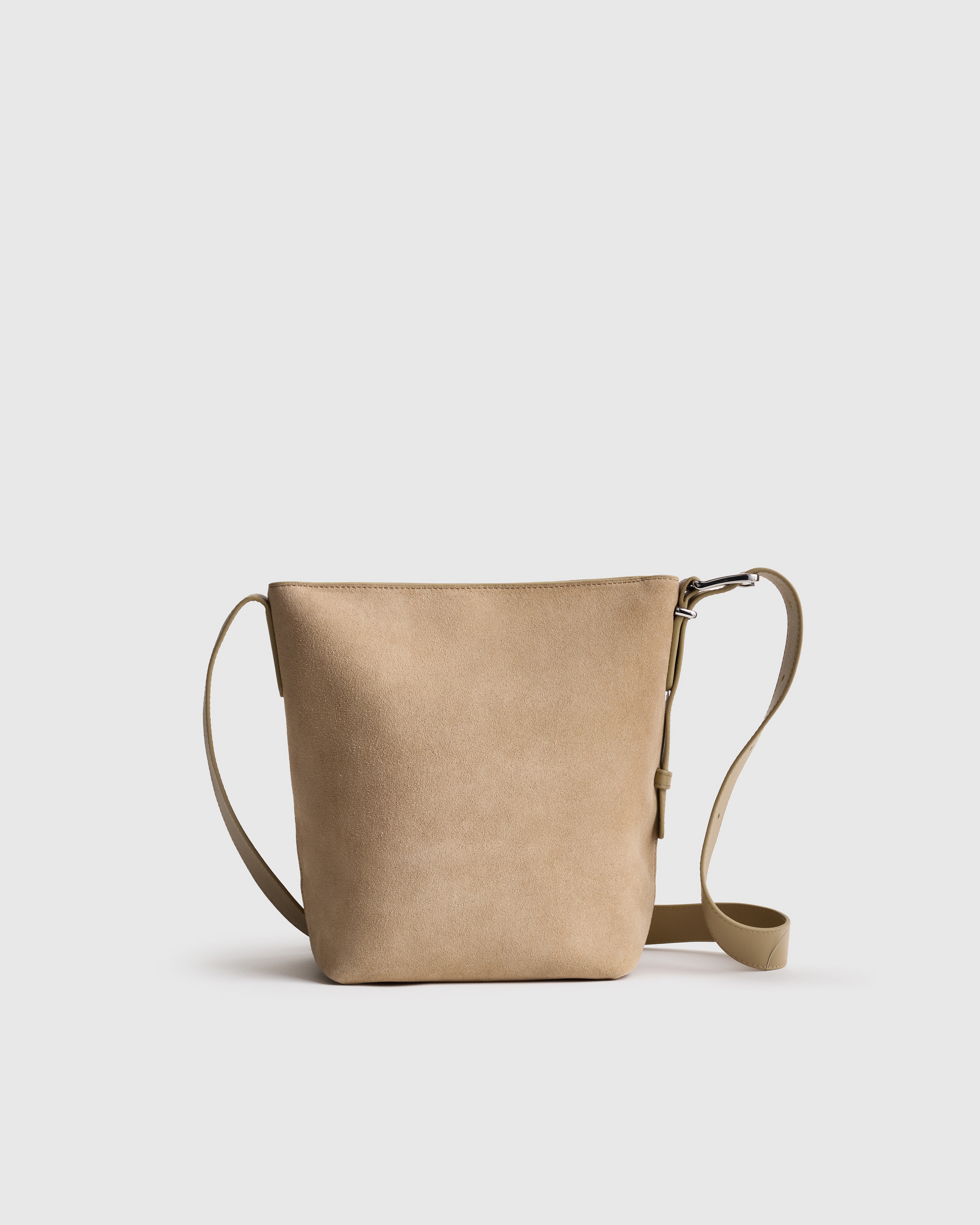 Quince Women's Italian Suede Bucket Crossbody In Sand