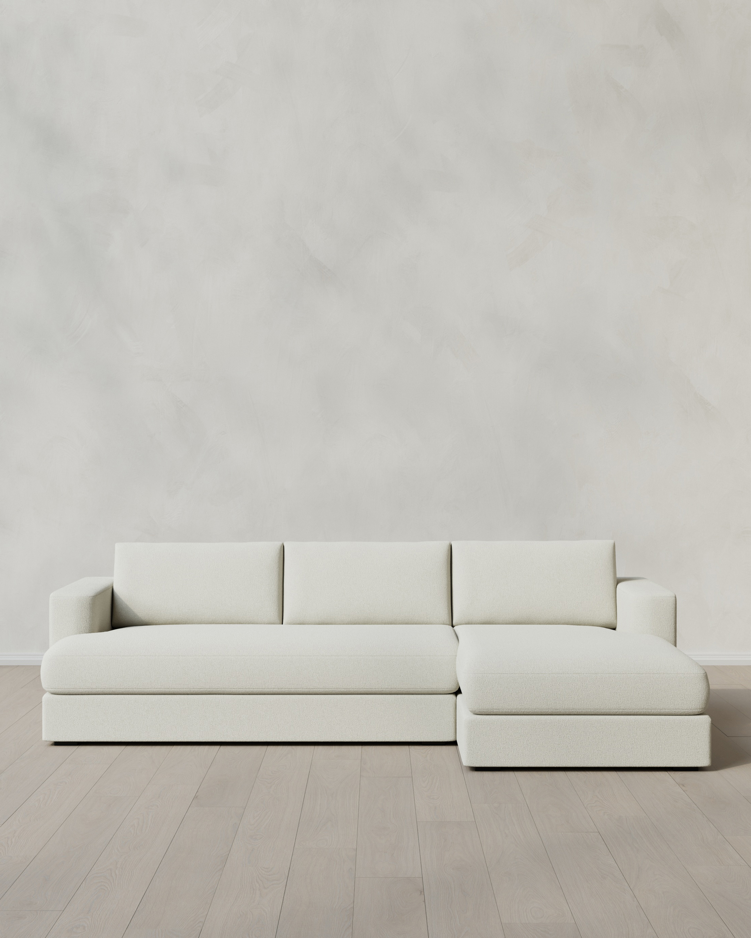 Ivory Sierra Curved Arm Chaise Sectional in Performance Basketweave