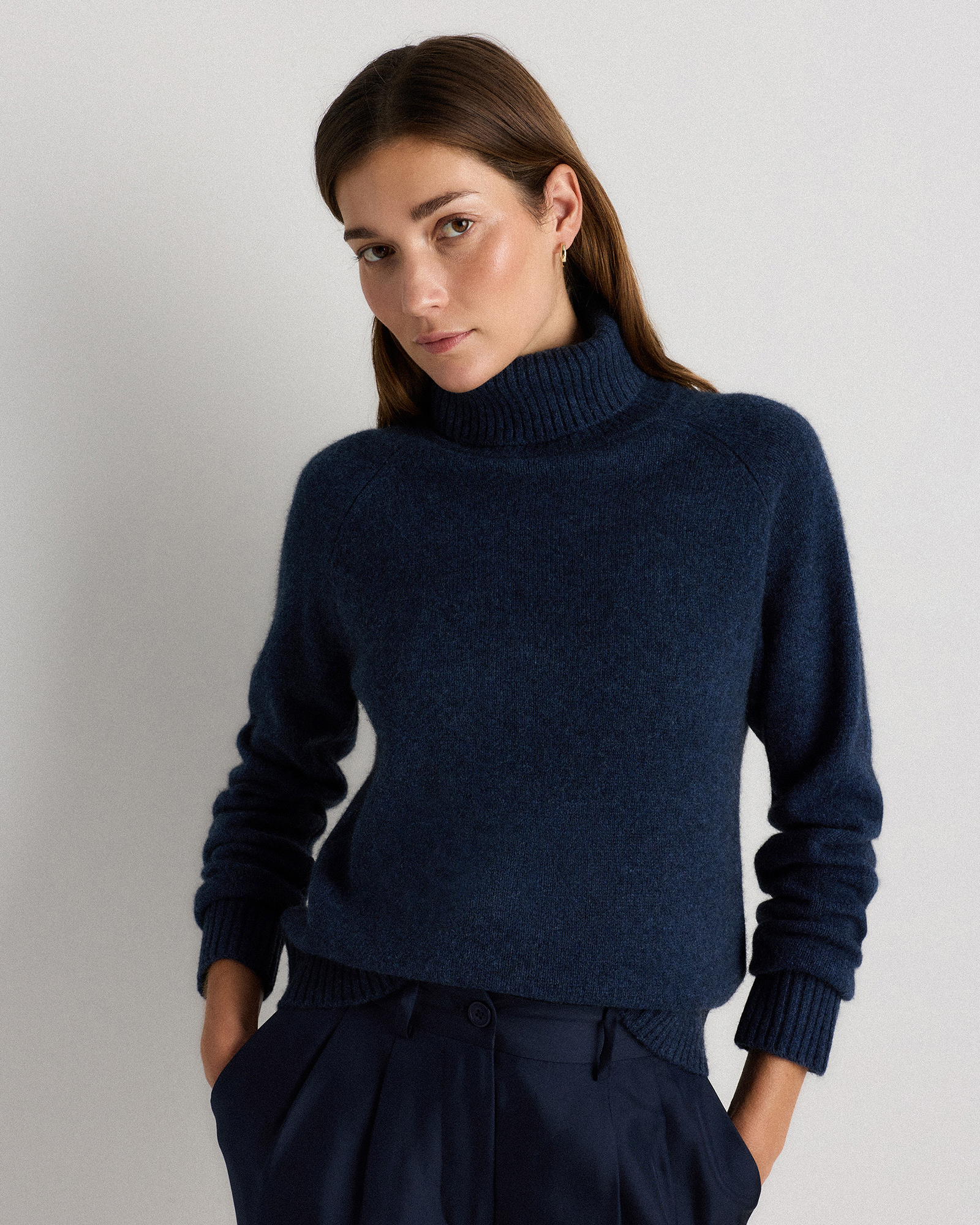 100% Yak Wool Turtleneck Sweater in Starry Night Navy