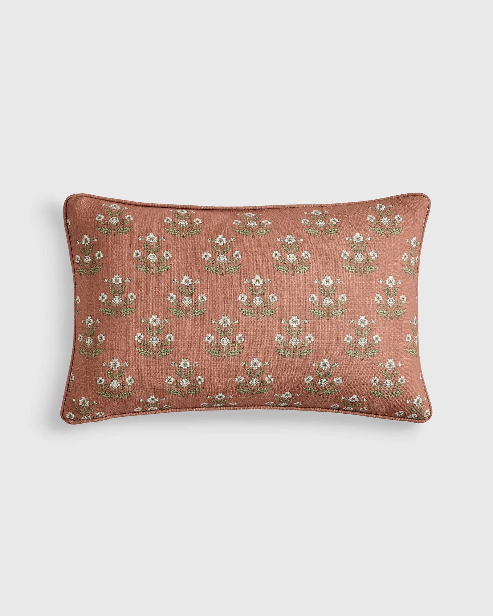 Piped Block Print Cotton Pillow Cover