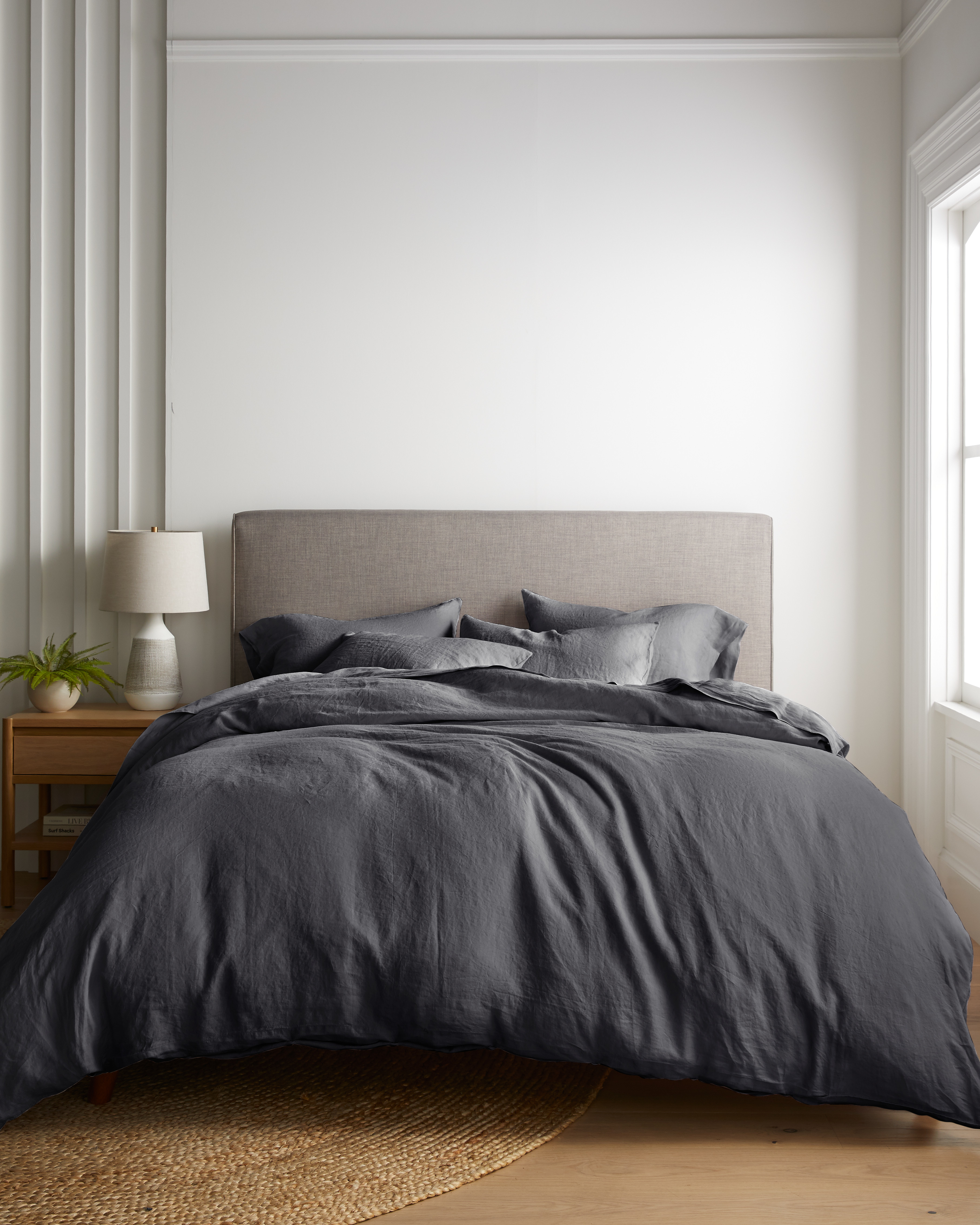 Charcoal European Linen Sham Set