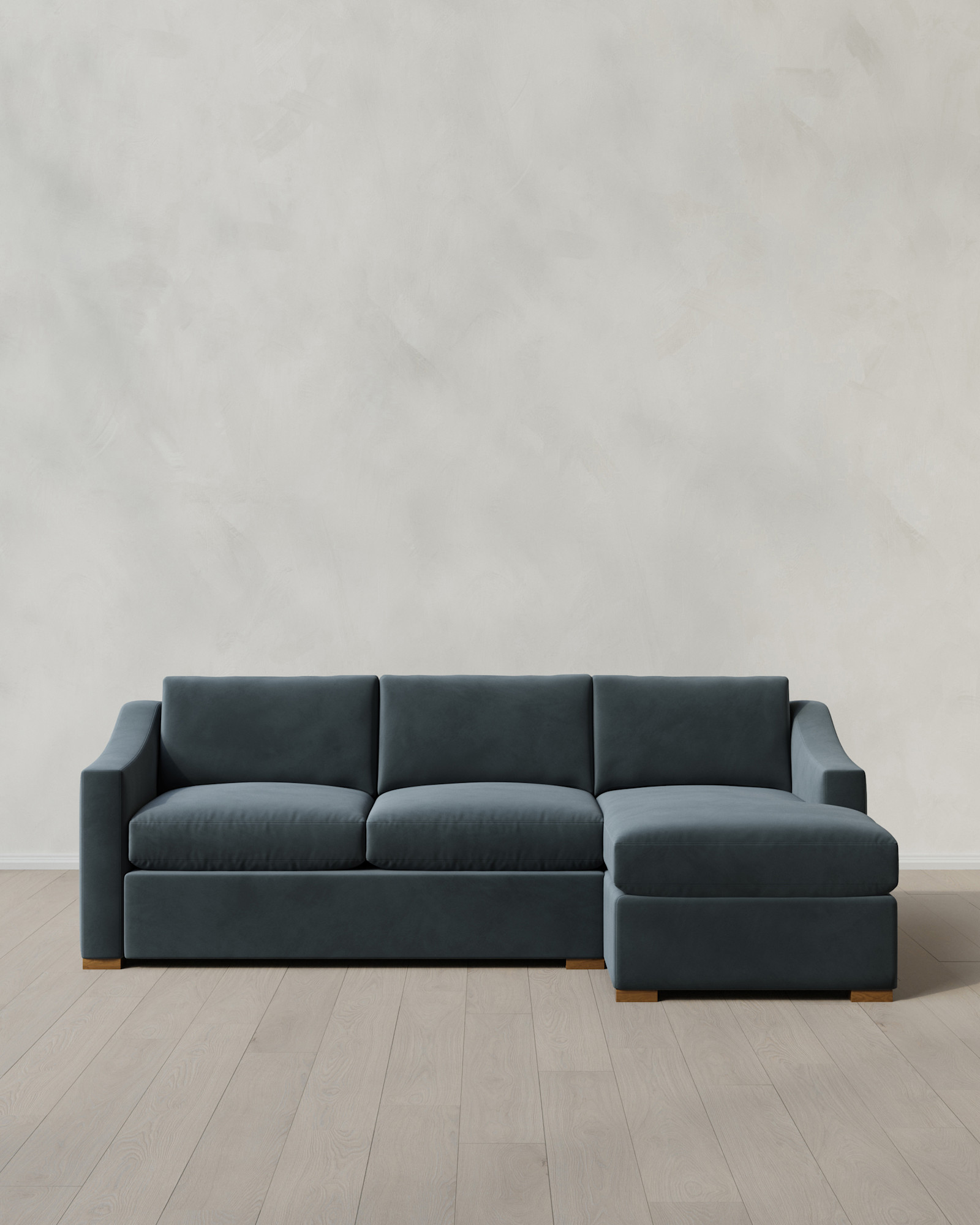 Hollis Slope Arm Chaise Sectional Right Arm 104in Performance Velvet Pine