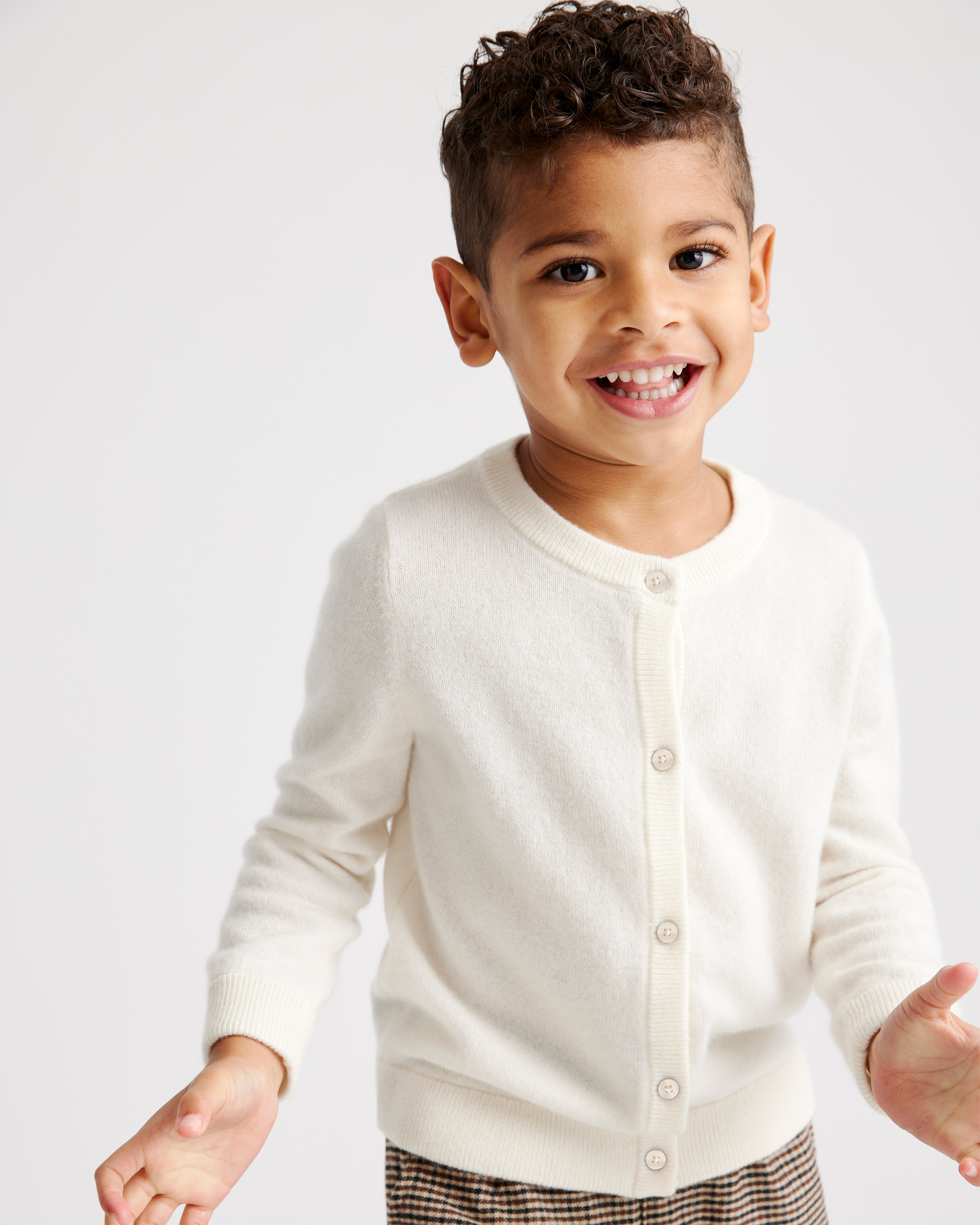 Mongolian Cashmere Cardigan - Toddler in Ivory