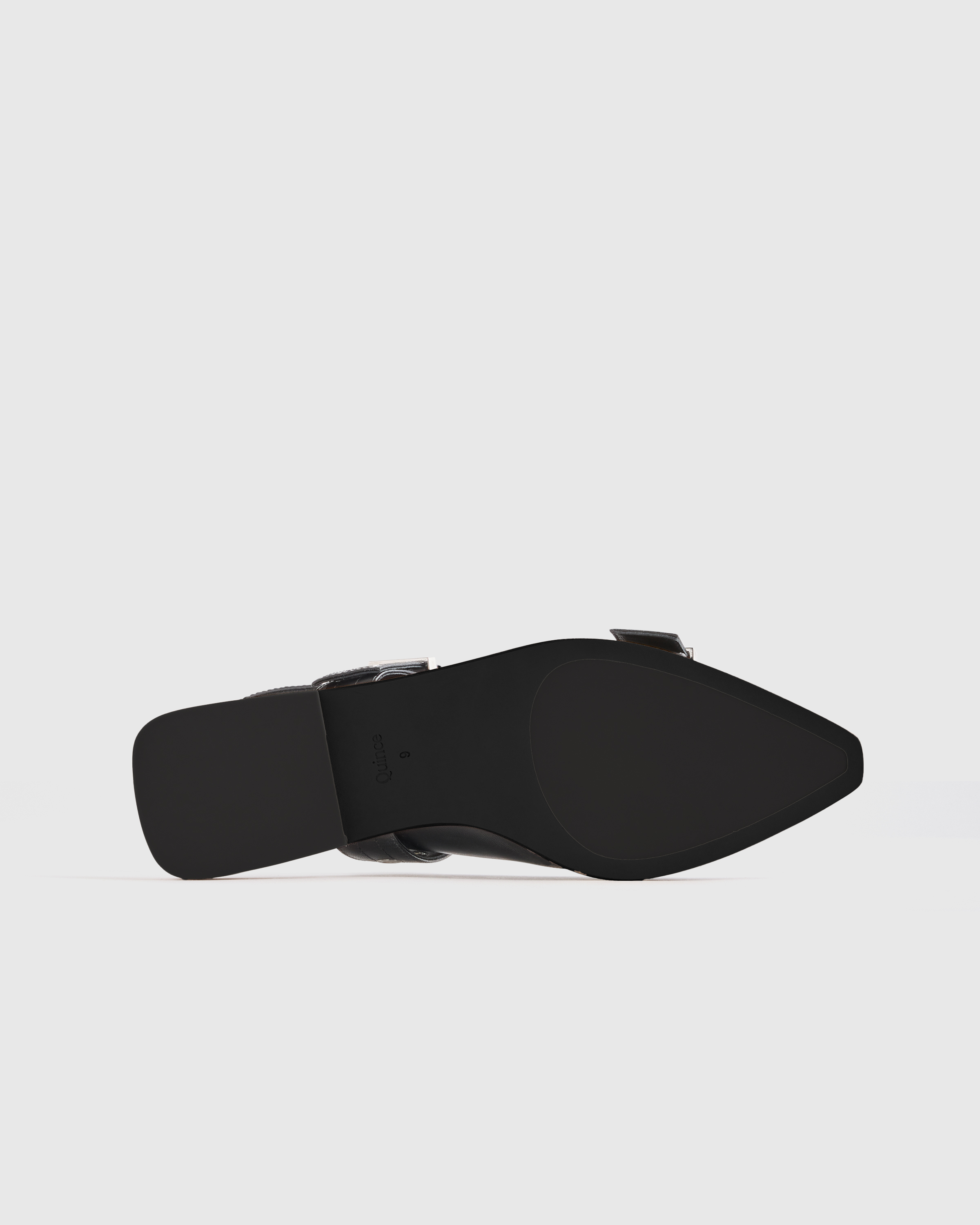 Italian Leather Bold Buckle Slingback Flat