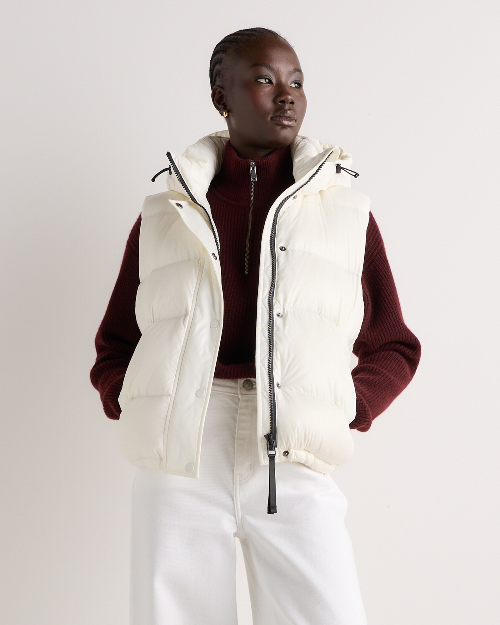 Shiny Creme Ivory Responsible Down Puffer Vest