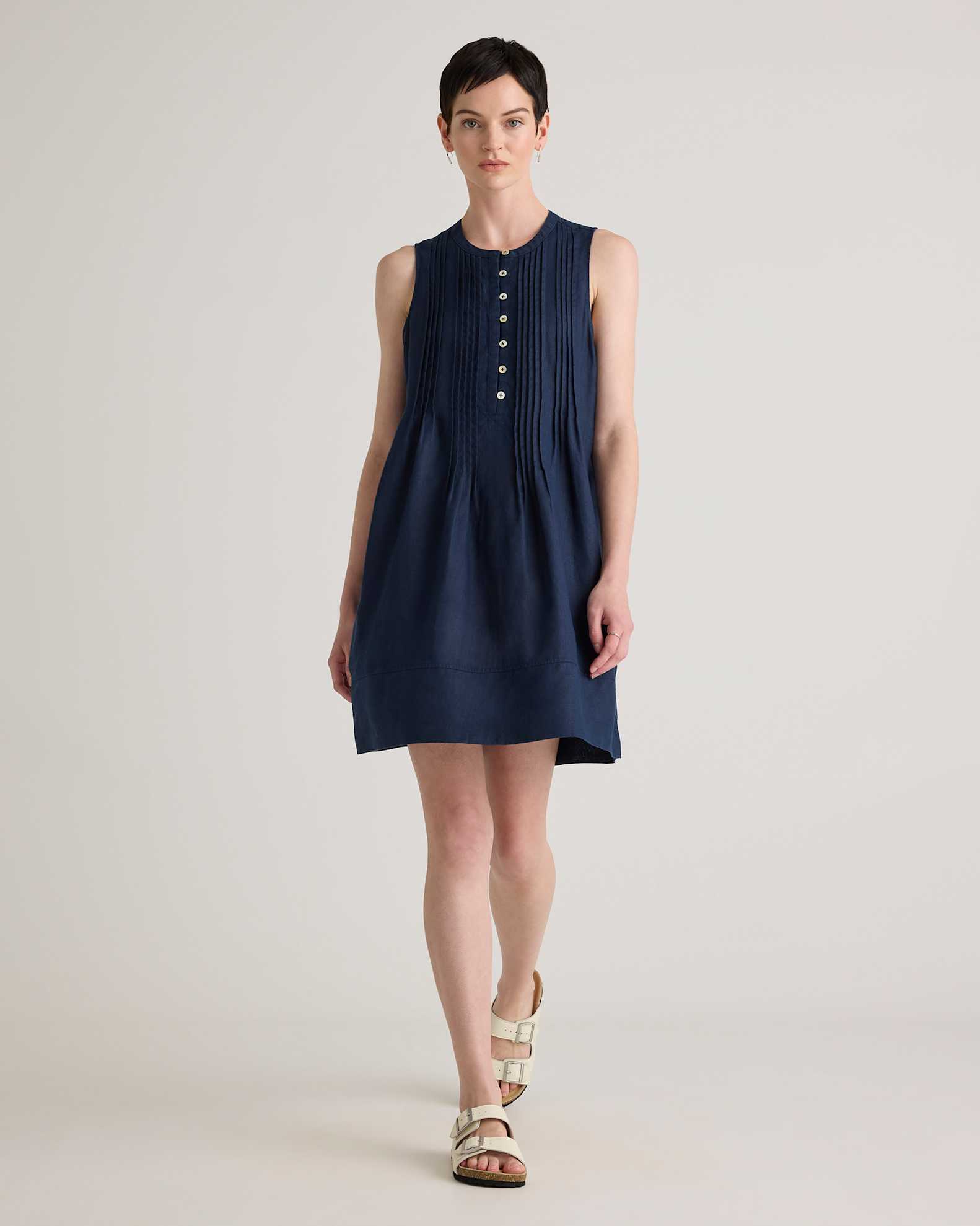 100 european linen short sleeve swing dress 100% European Linen Short Sleeve Swing Dress
