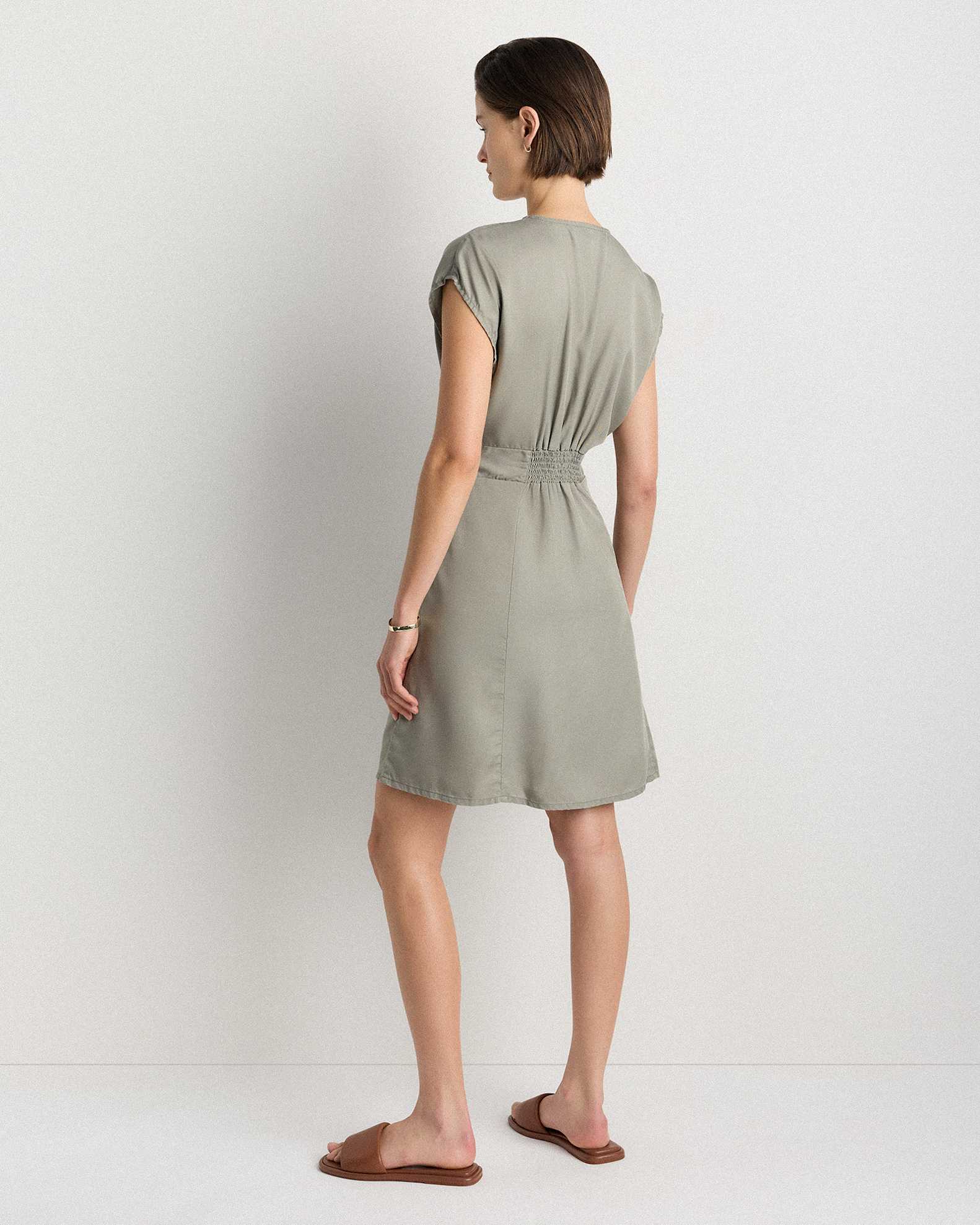 Vintage Wash Tencel Button Front Dress in Olive Vintage Wash Tencel Button Front Dress in Olive