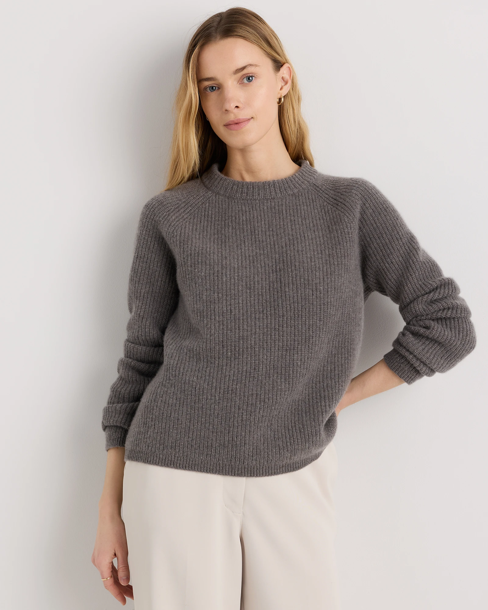 Mongolian Cashmere Fisherman Crewneck Sweater