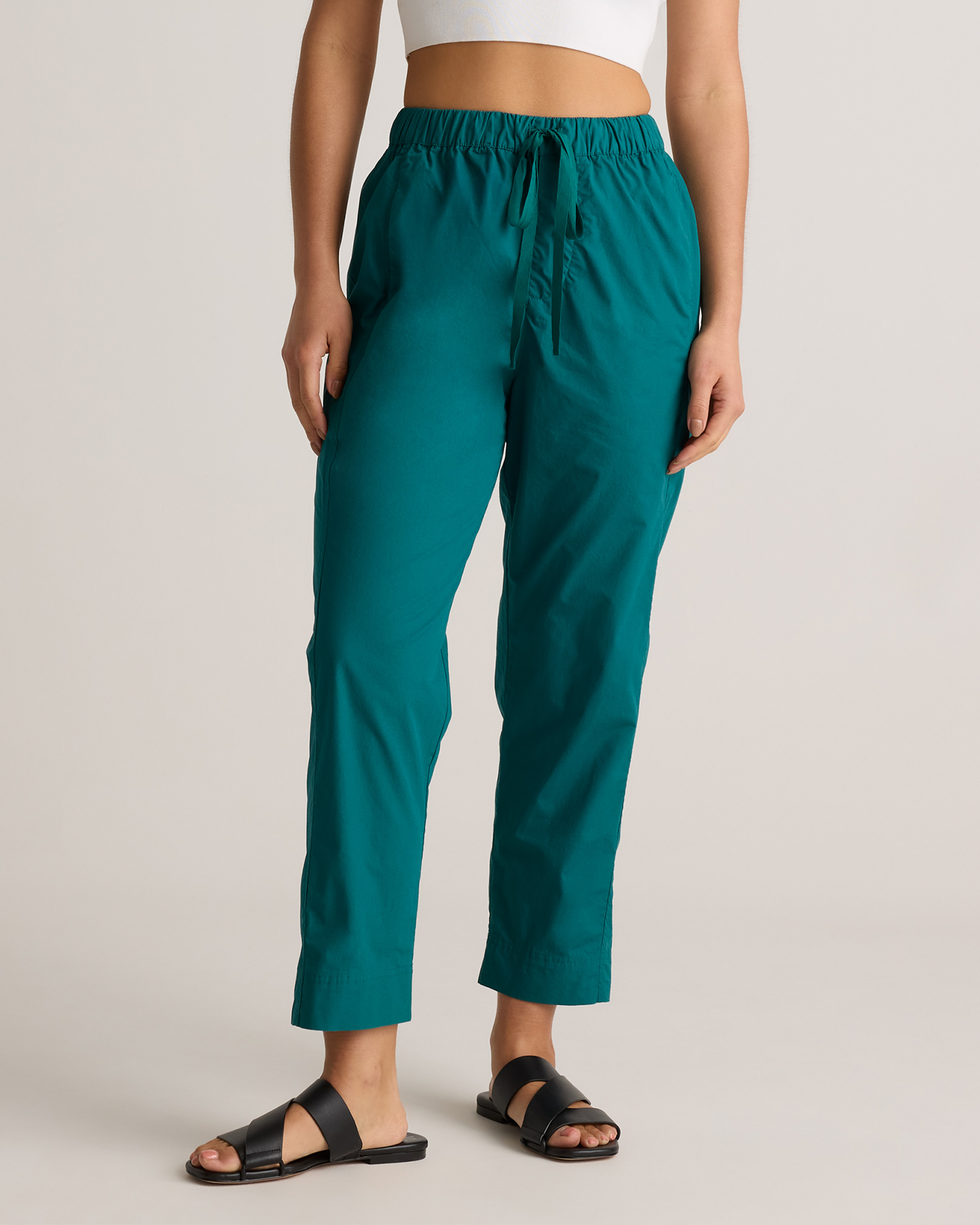 100% Organic Cotton Poplin Pull-On Pants in Garden Green