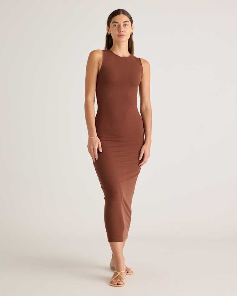 quince cotton cashmere ribbed sleeveless midi dress Quince Women's Ribbed Sleeveless Midi Dress in Black, Size Small