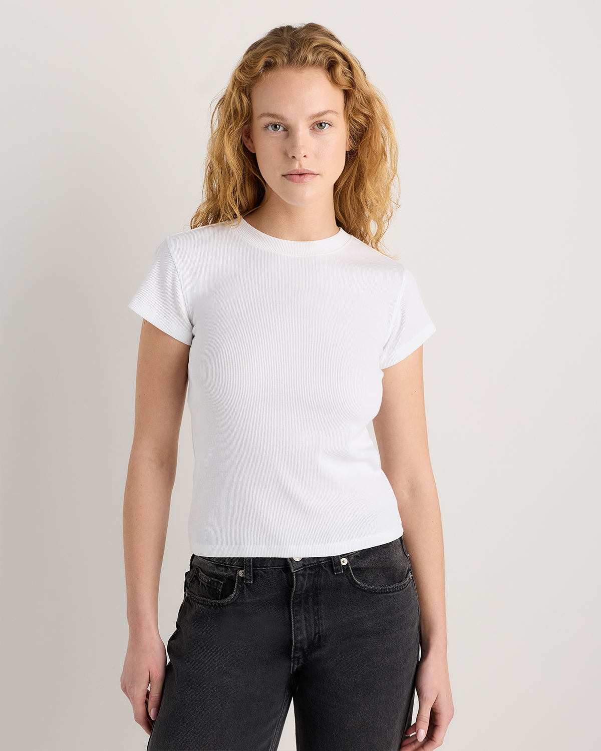 Quince Women's Micro-rib Crewneck T-shirt In White