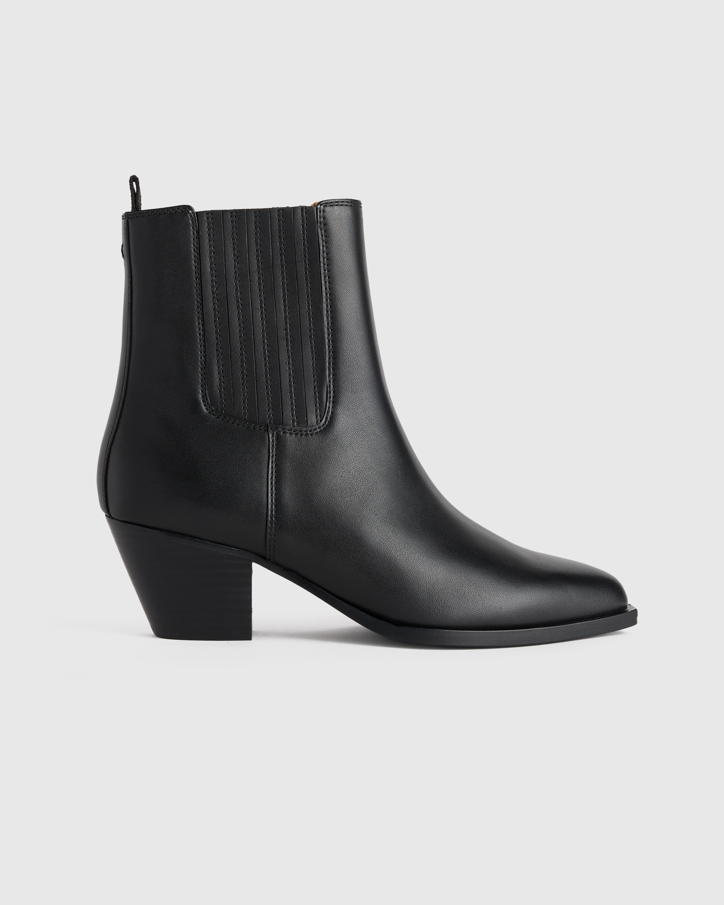 Black Italian Leather Western Chelsea Ankle Boot
